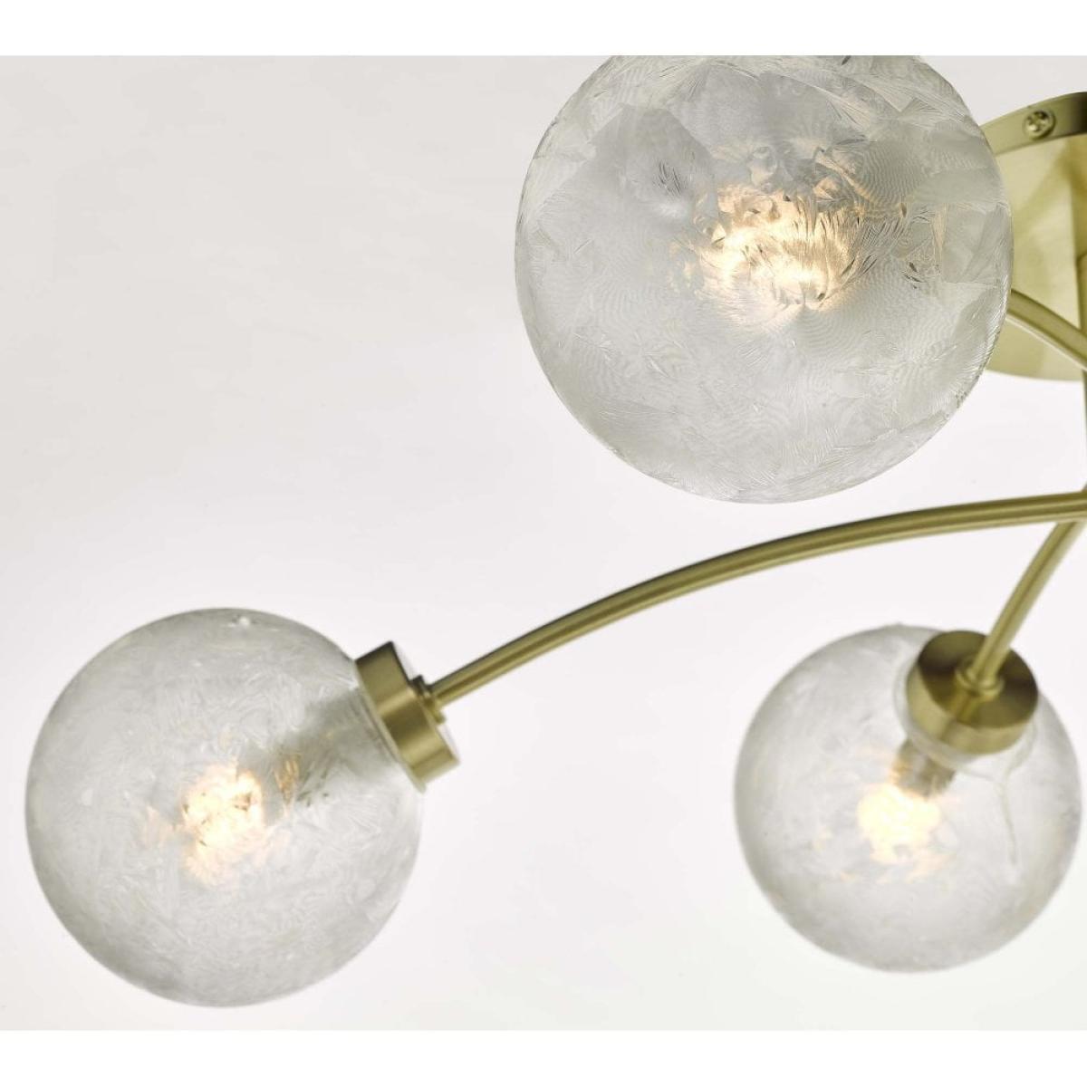 dar lighting AVA6441 Avari 6 Light Semi Flush Satin Brass And Clear Frosted Glass – image 3