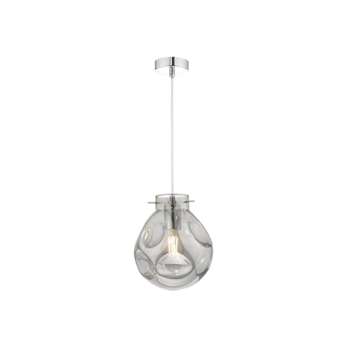 dar lighting Qui0110 Quinn Pendant Polished Chrome and Smoked Glass