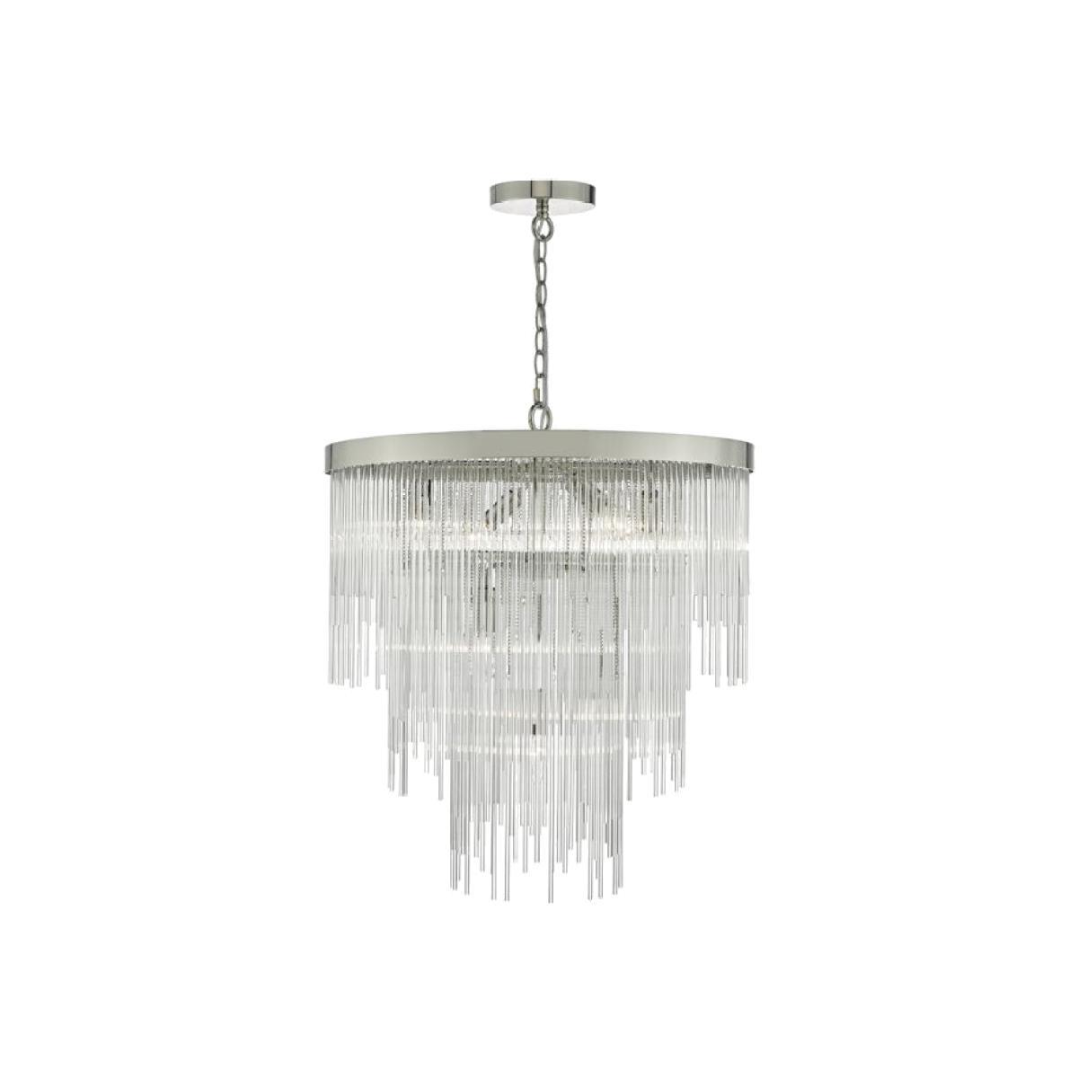 Dar Lighting ISL3450 Isla 7lt Pendant Polished Chrome and Clear Glass Rods