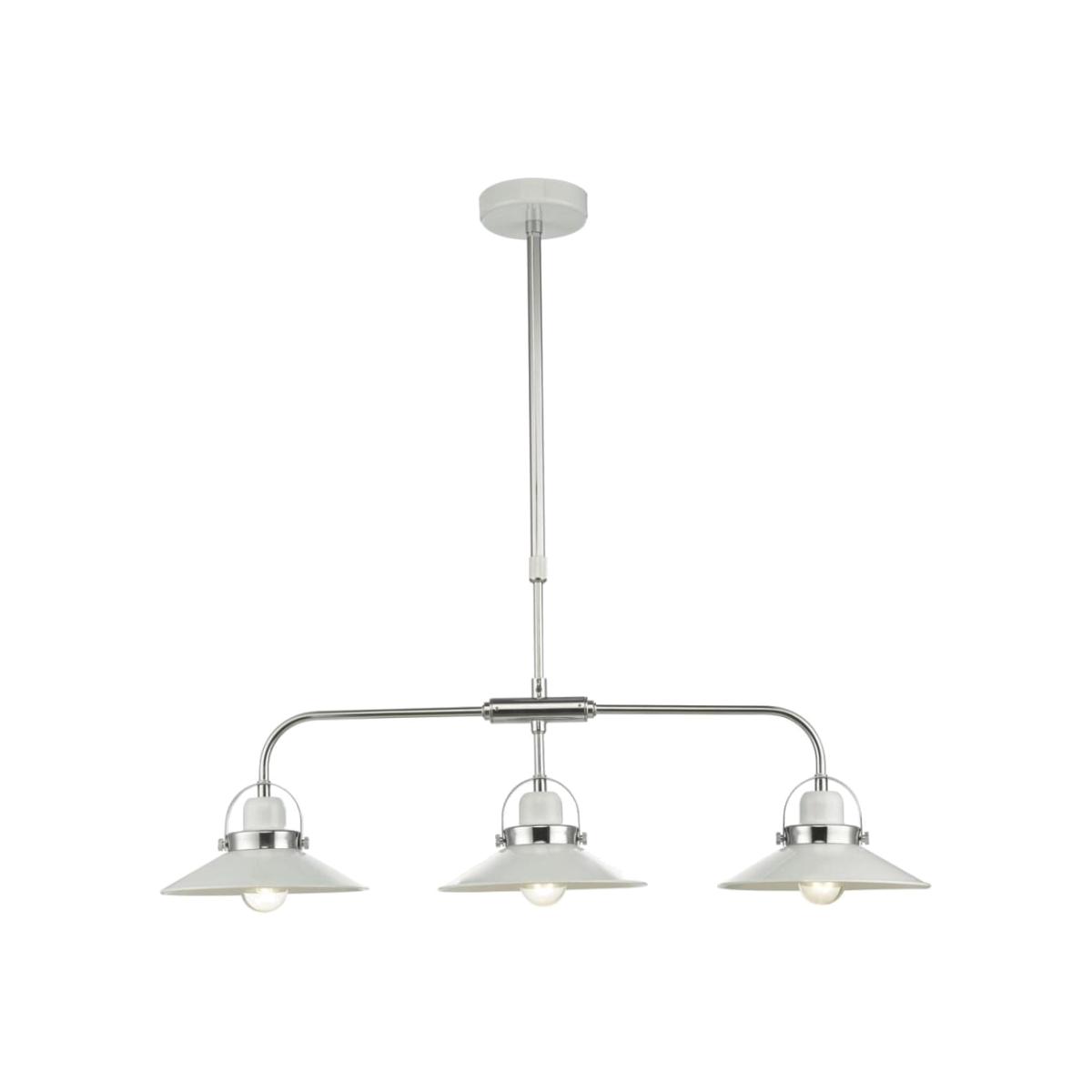 dar lighting LID032 Liden 3 Light Bar Pendant White And Polished Chrome
