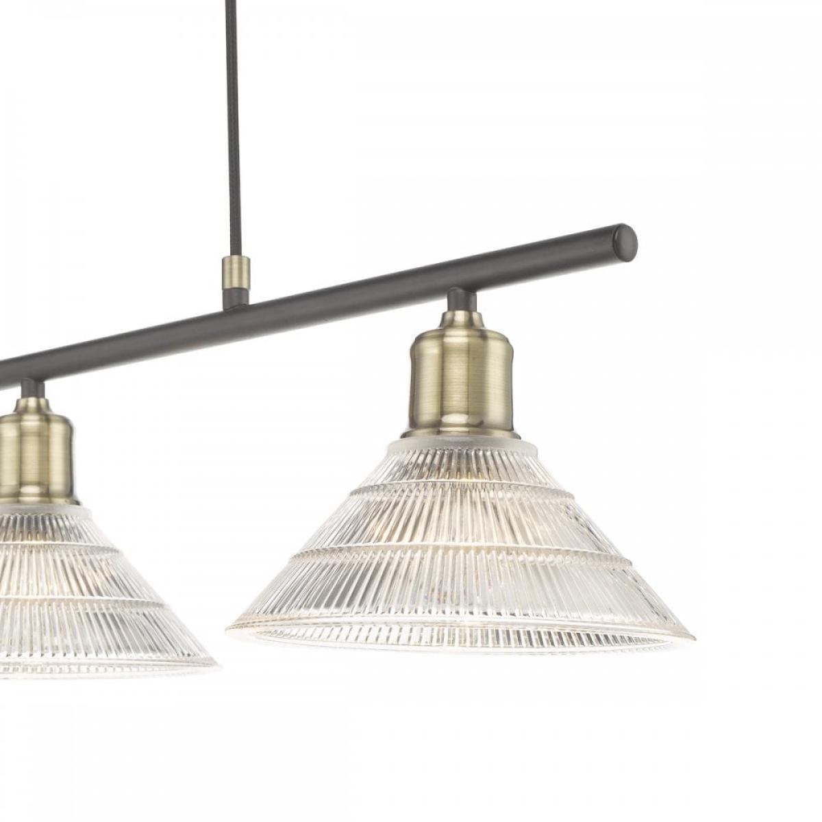 dar lighting BOY0375 Boyd 3 Light Bar Antique Brass with Glass Shade – image 2