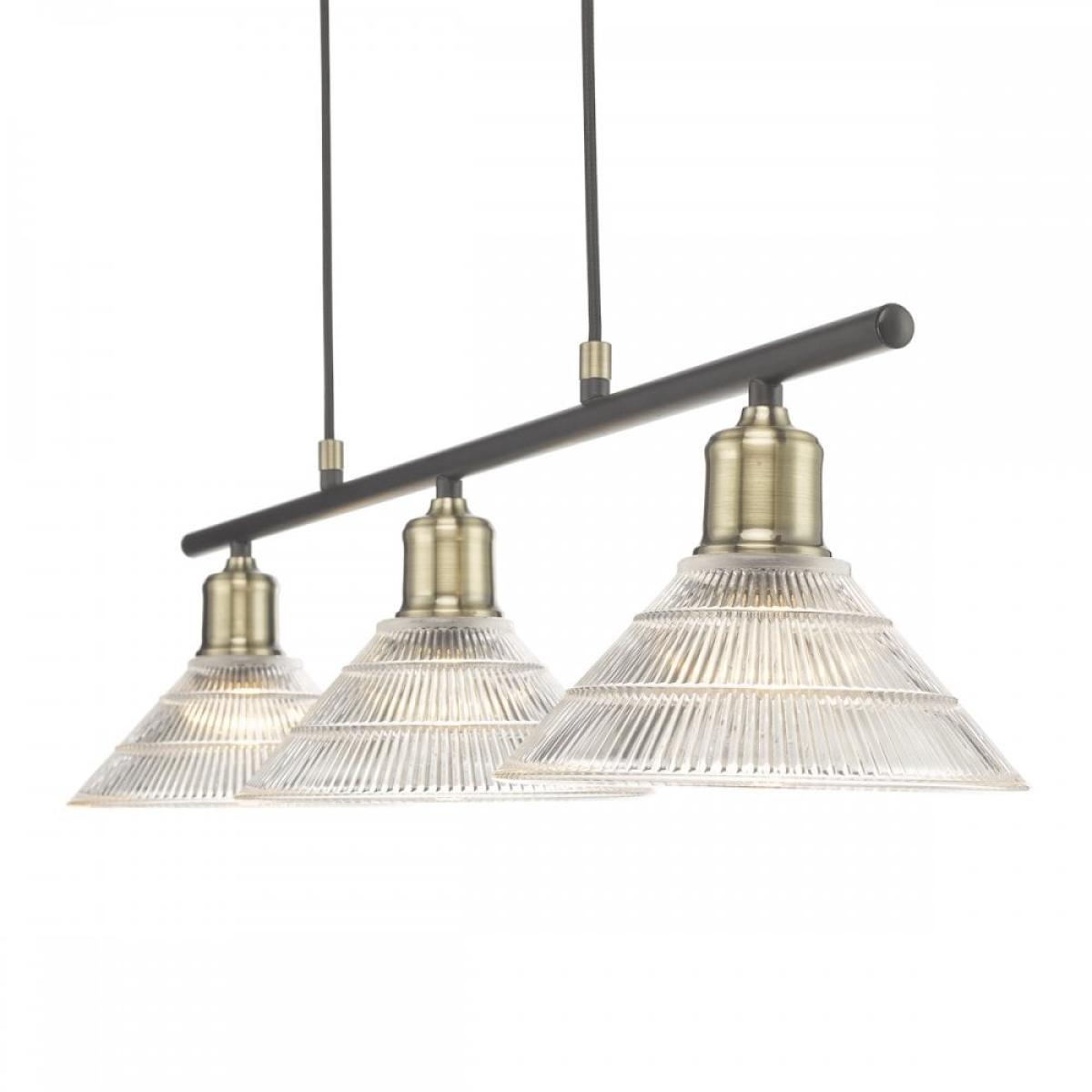 dar lighting BOY0375 Boyd 3 Light Bar Antique Brass with Glass Shade – image 3