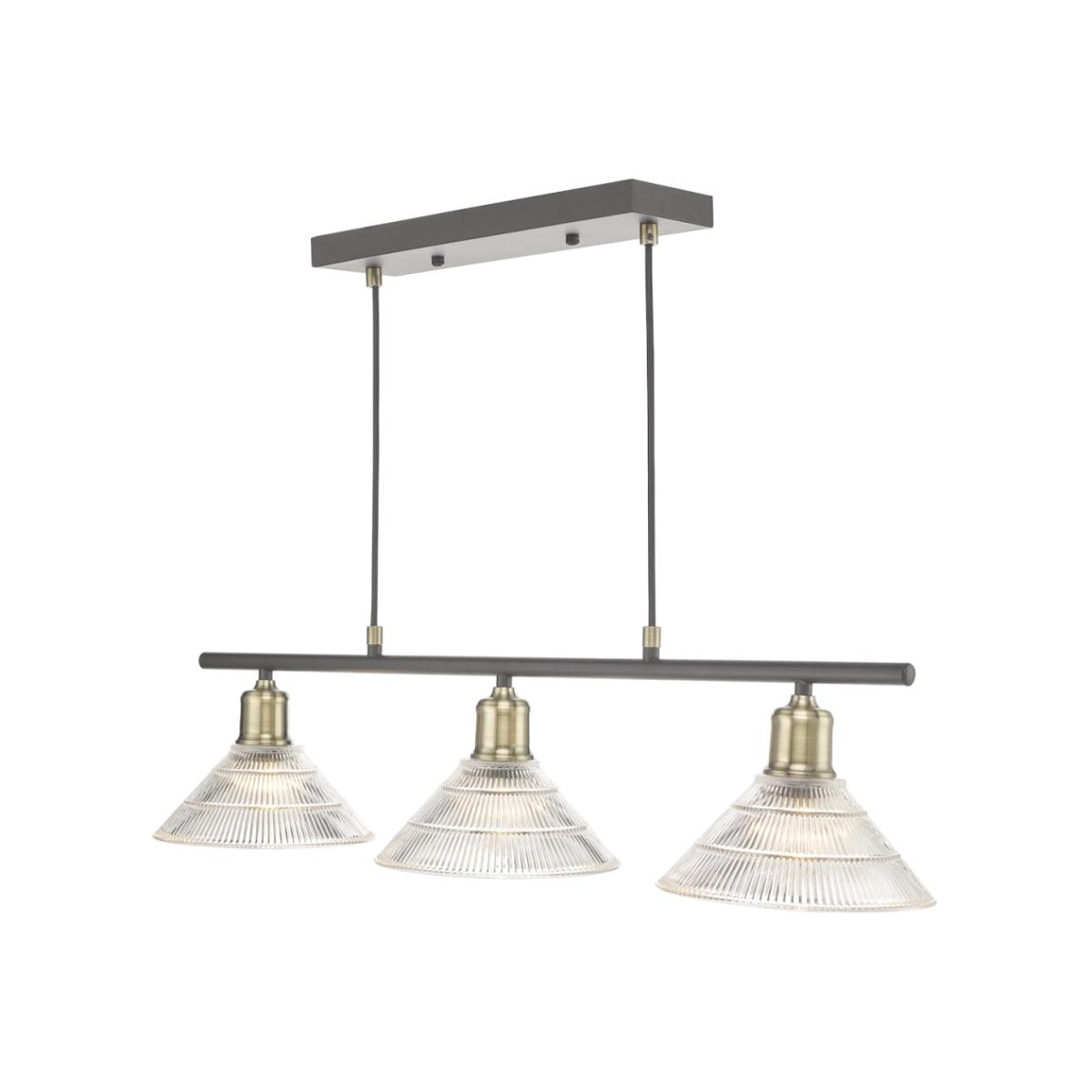 dar lighting BOY0375 Boyd 3 Light Bar Antique Brass with Glass Shade – image 1