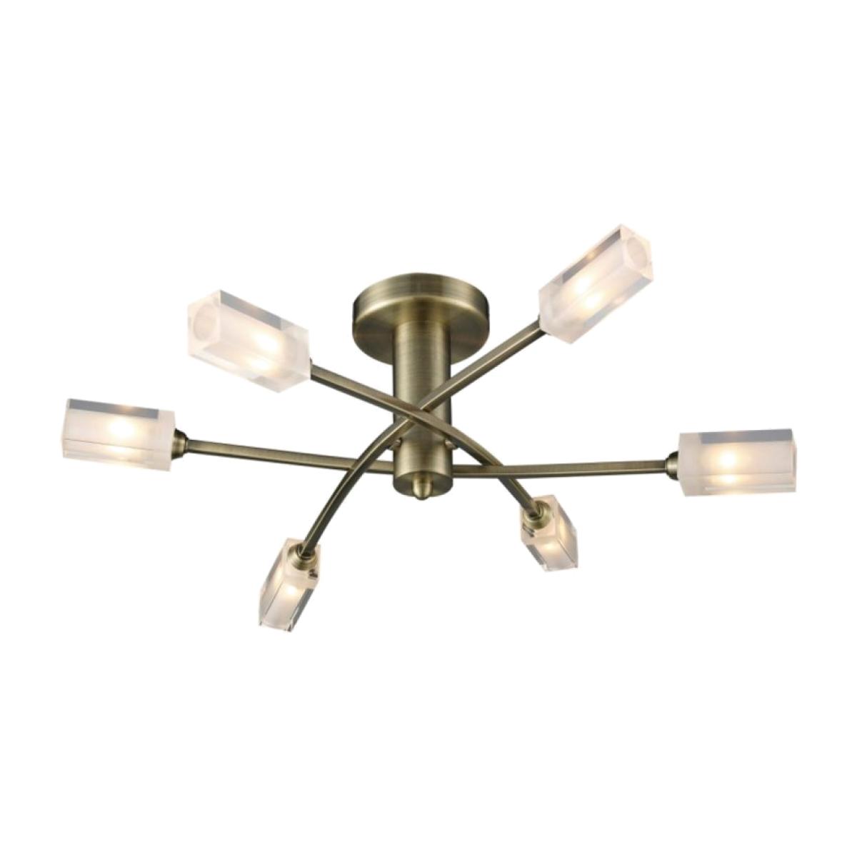 dar lighting MOR6475 Morgan 6 Light Semi Flush Antique Brass