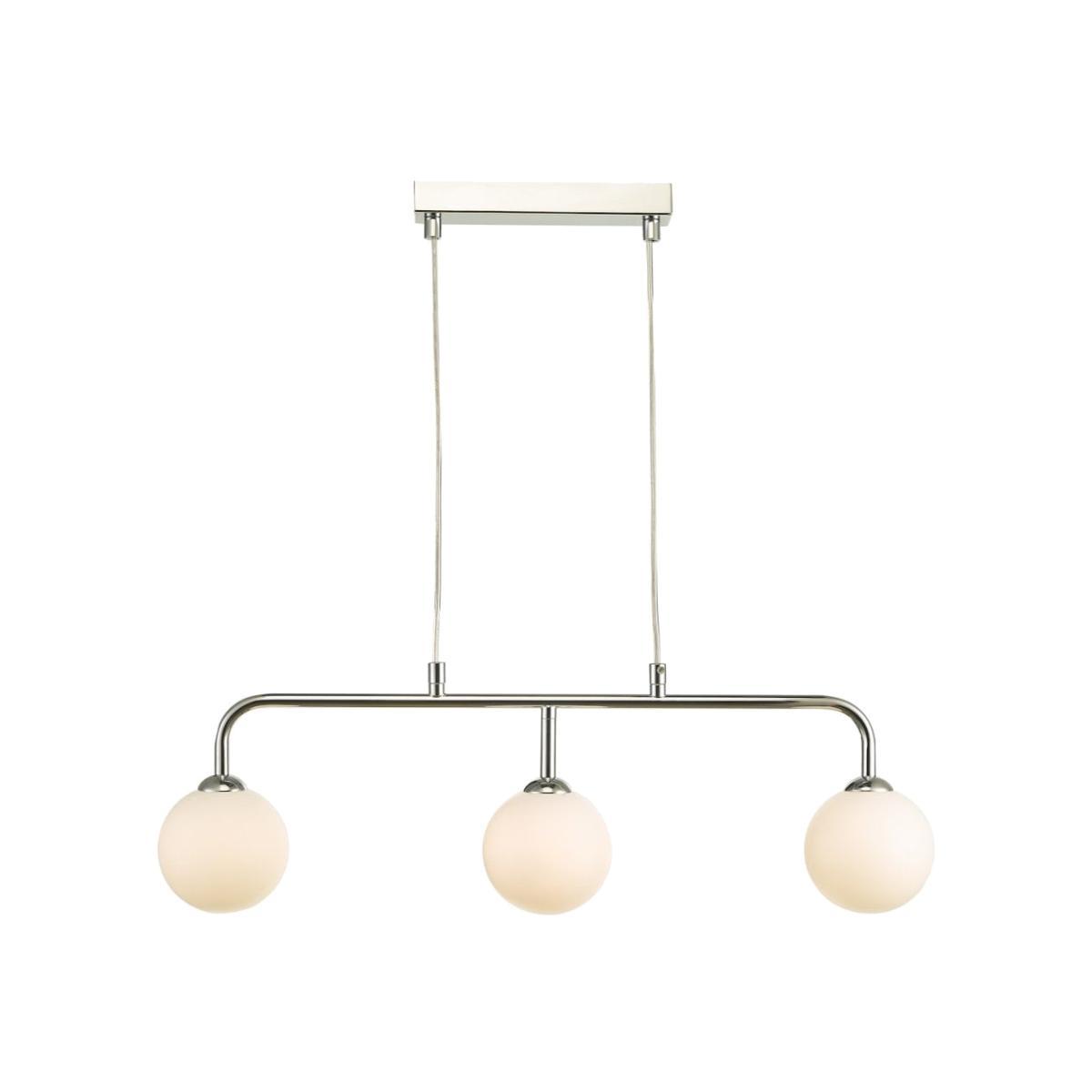 dar lighting Fey6250-02 Feya 3 Light Bar Pendant Polished Chrome Opal Glass