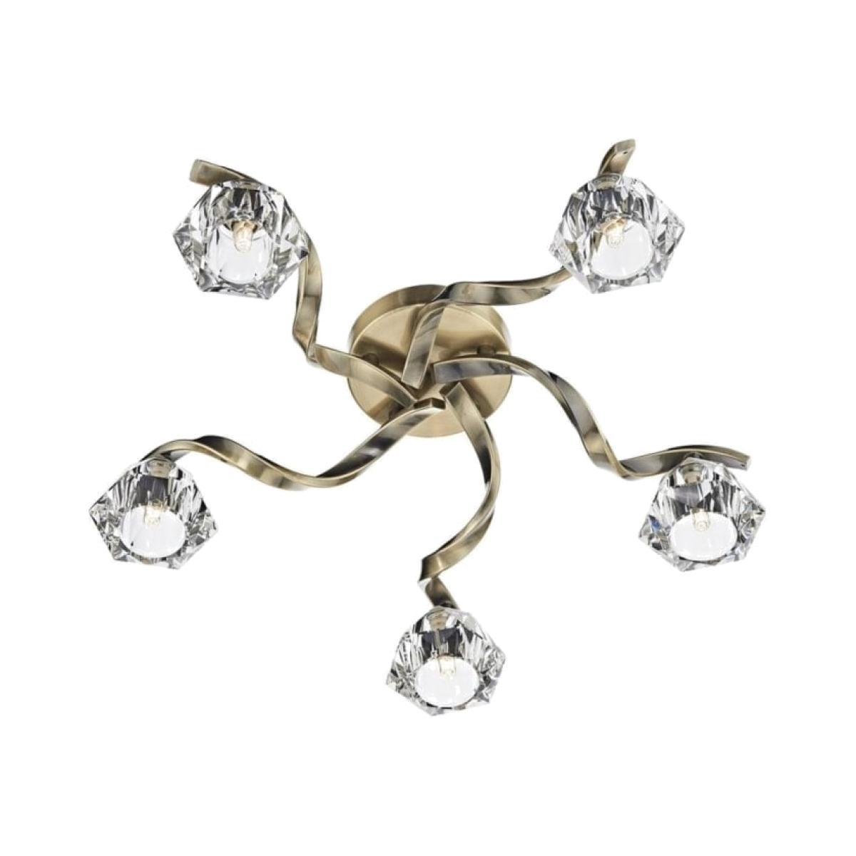 Dar Lighting ANC5475 Ancona 5 Light Flush Antique Brass