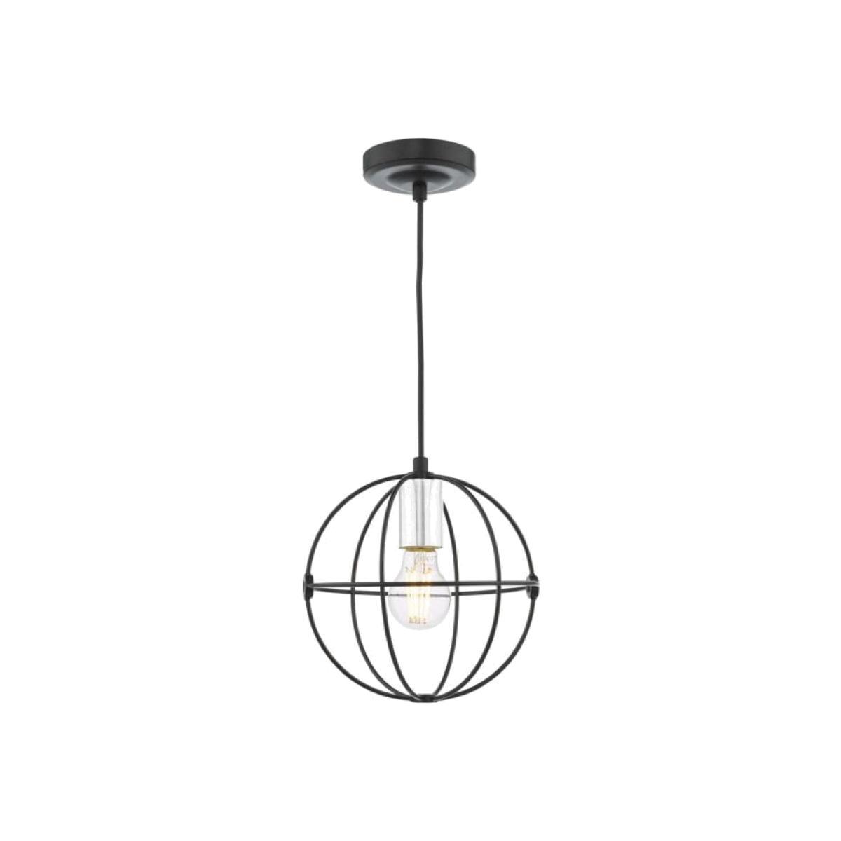 dar lighting Jav0150 Javari 1 Light Pendant Matt Black/Polished Chrome