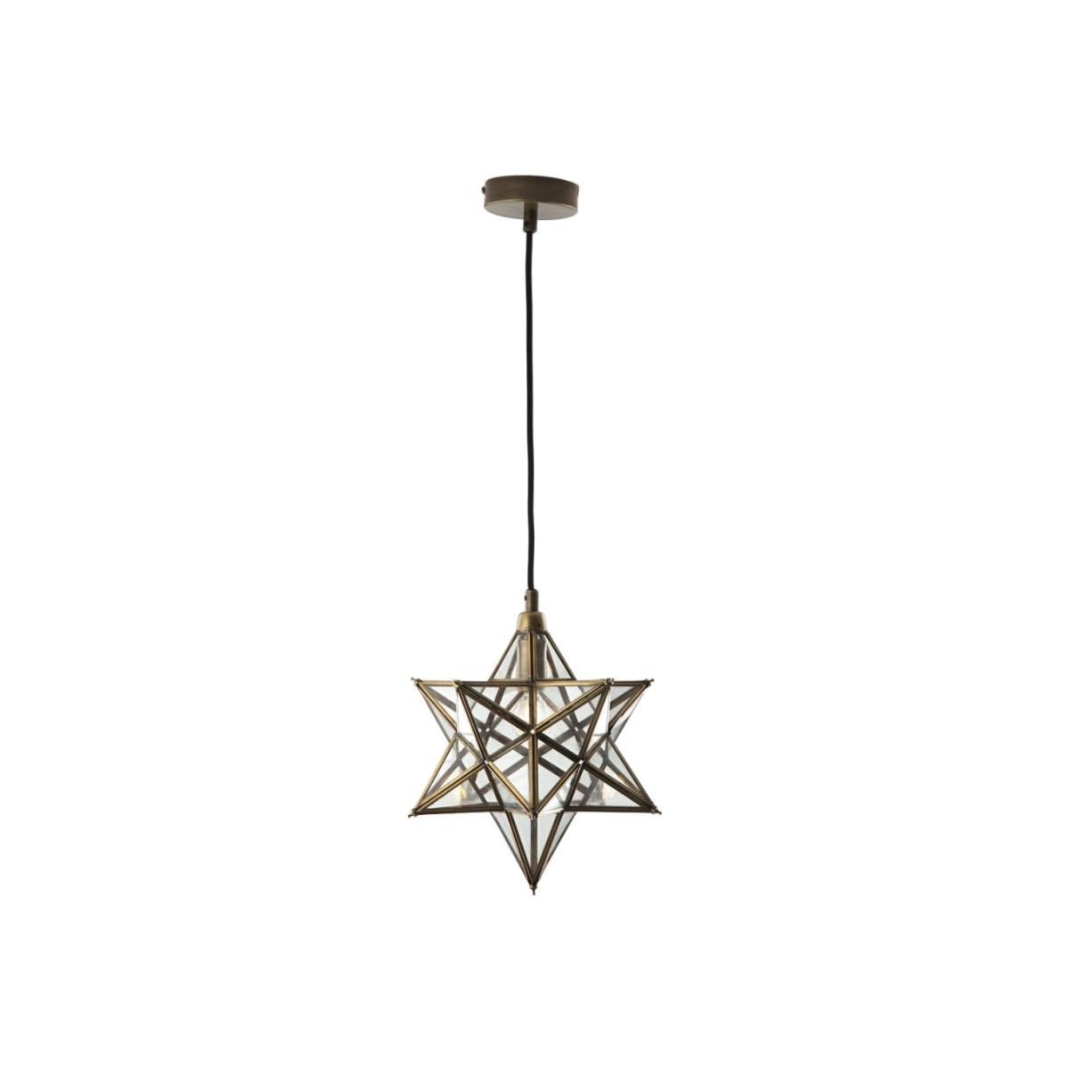 dar lighting Ila0175 Ilario 1 Light Star Pendant Antique Brass Glass Small