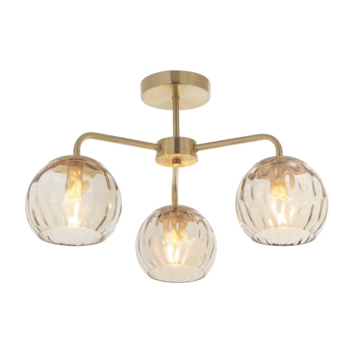 Famatina 3 Light Semi Flush Ceiling Light - Brushed Brass