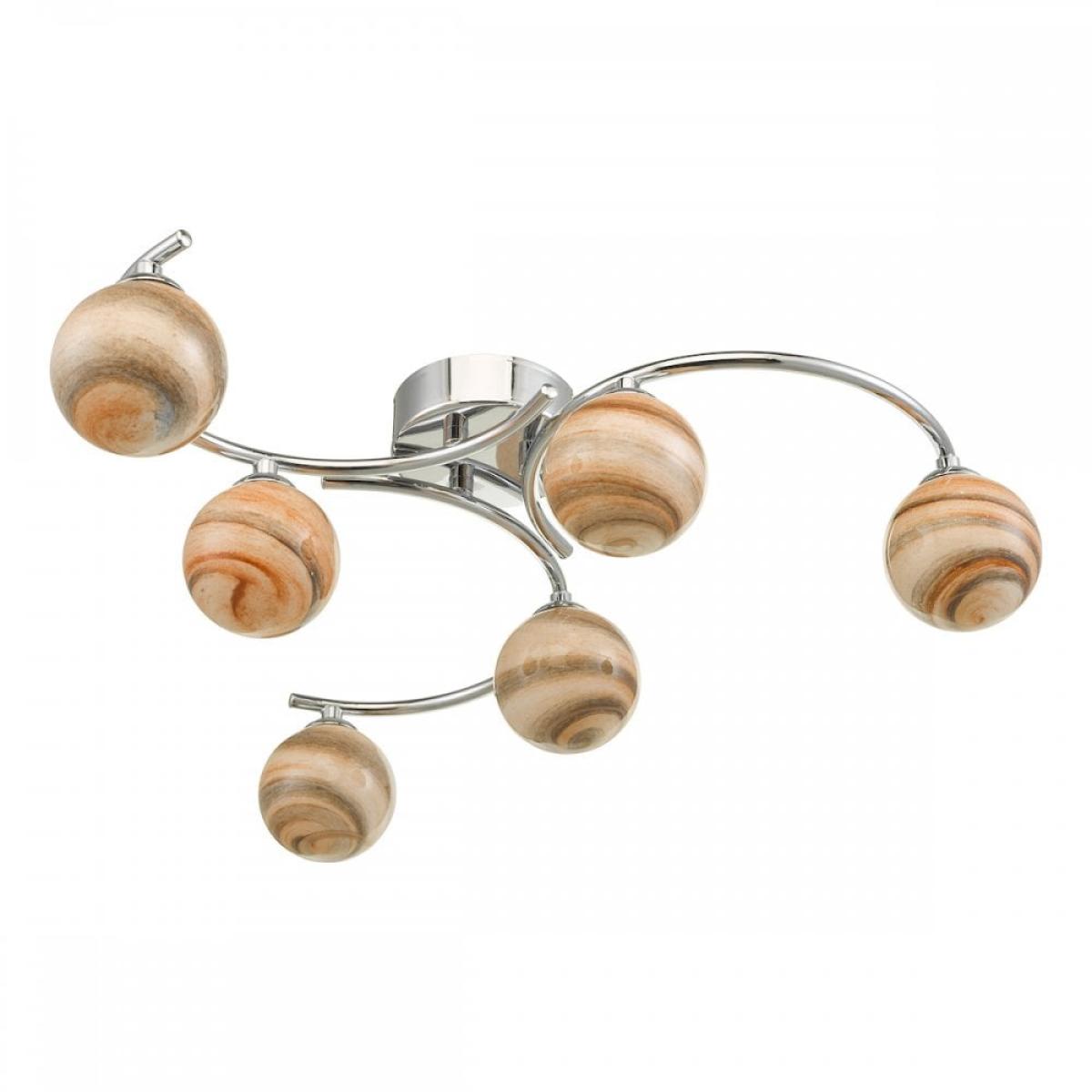 dar lighting ATI6450-07 Atiya 6 Light Semi Flush Polished Chrome With Planet Style Glass – image 2