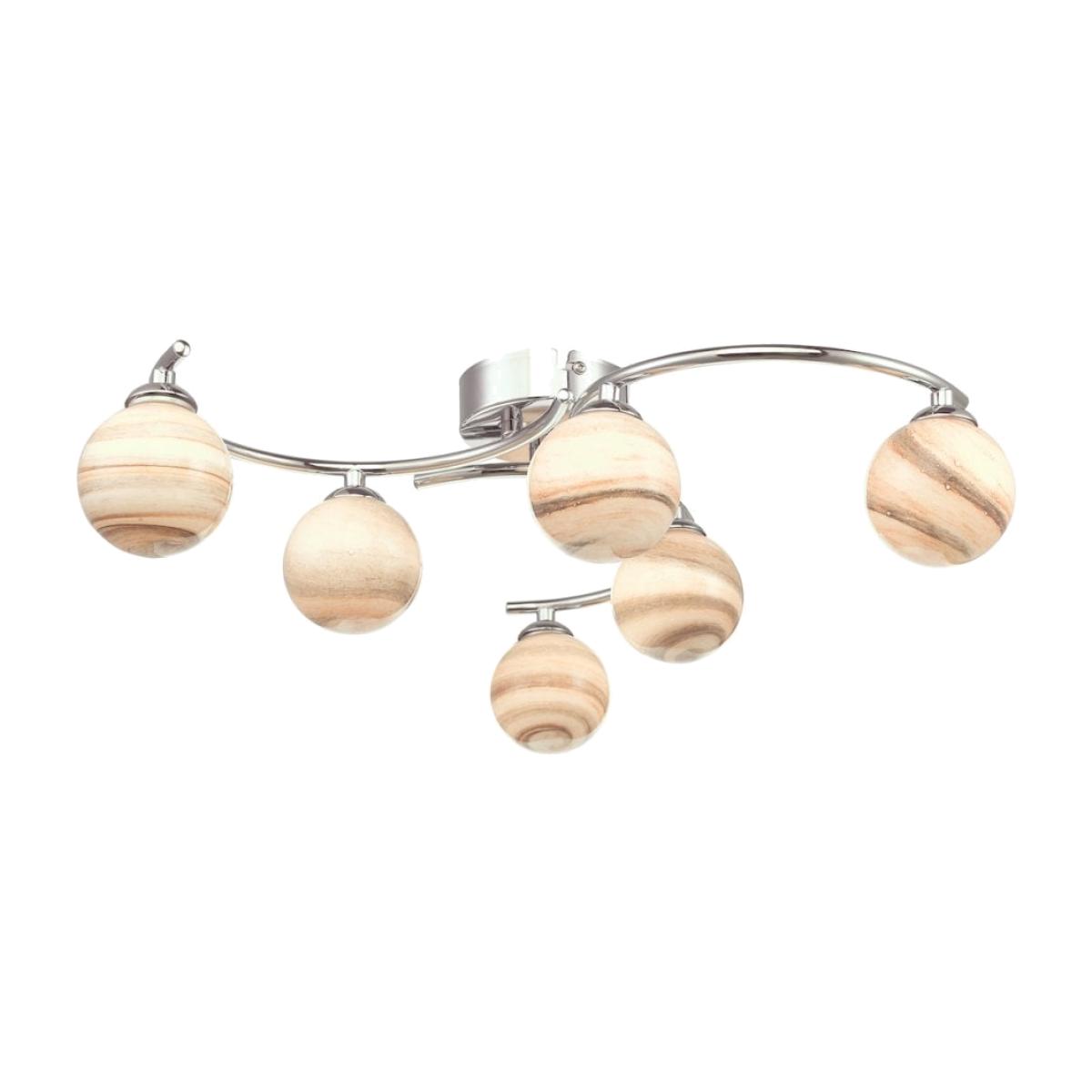 dar lighting ATI6450-07 Atiya 6 Light Semi Flush Polished Chrome With Planet Style Glass – image 1