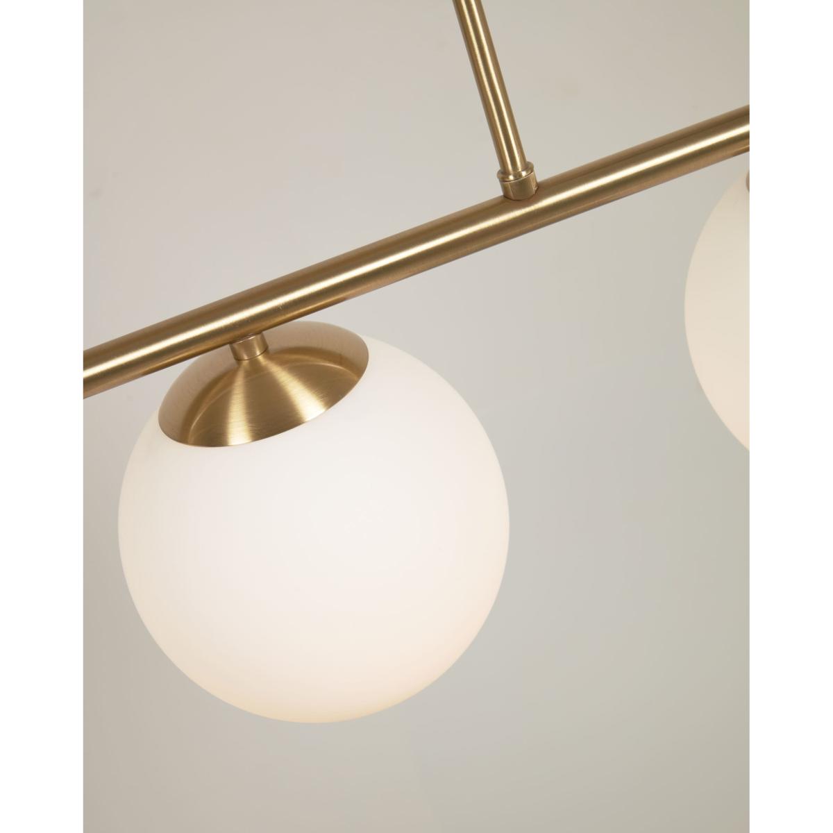 Mahala ceiling light with steel detail and brass finish and three frosted glass spheres – image 2