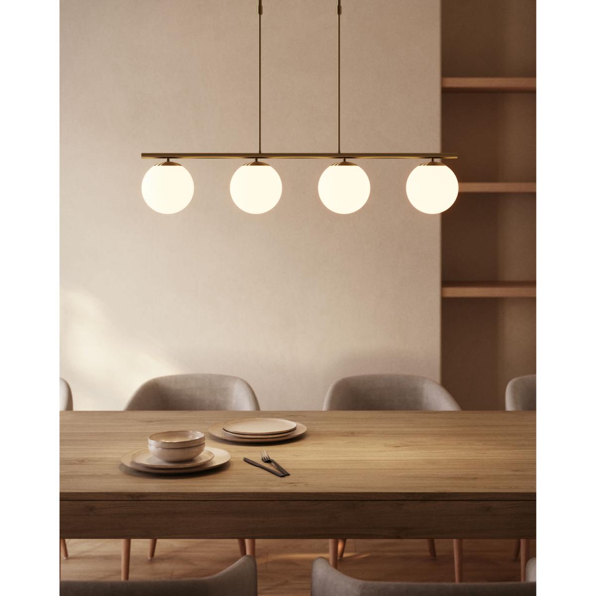 Mahala steel ceiling light with brass finish and four frosted glass spheres – image 2