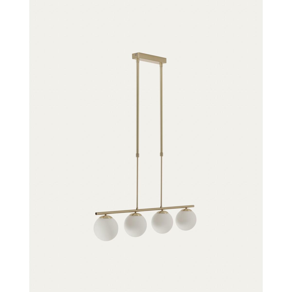 Mahala steel ceiling light with brass finish and four frosted glass spheres – image 4