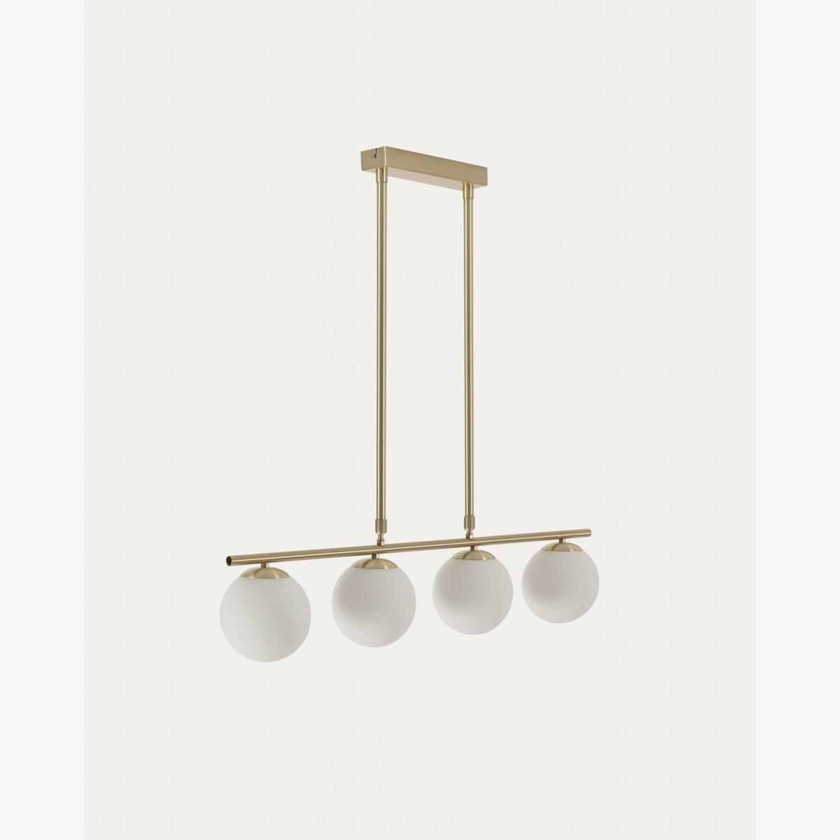Mahala steel ceiling light with brass finish and four frosted glass spheres – image 1
