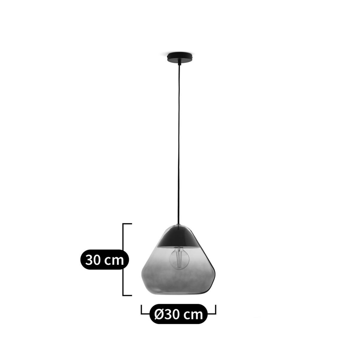Nasoa 30cm Diameter Smoked Glass & Wood Ceiling Light – image 6
