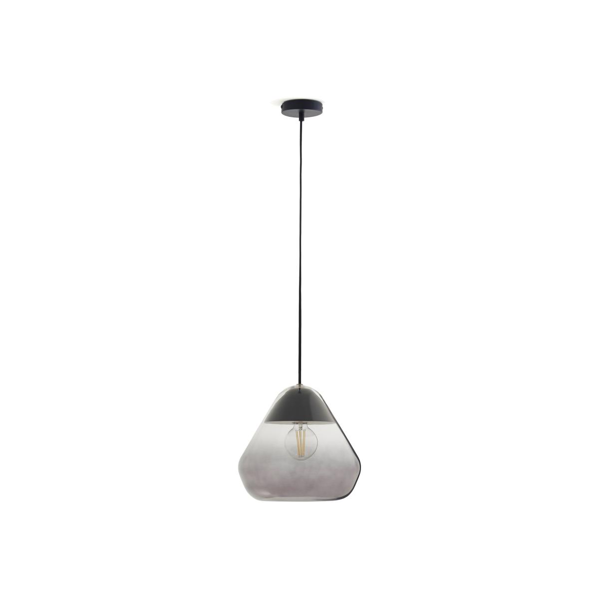 Nasoa 30cm Diameter Smoked Glass & Wood Ceiling Light – image 1