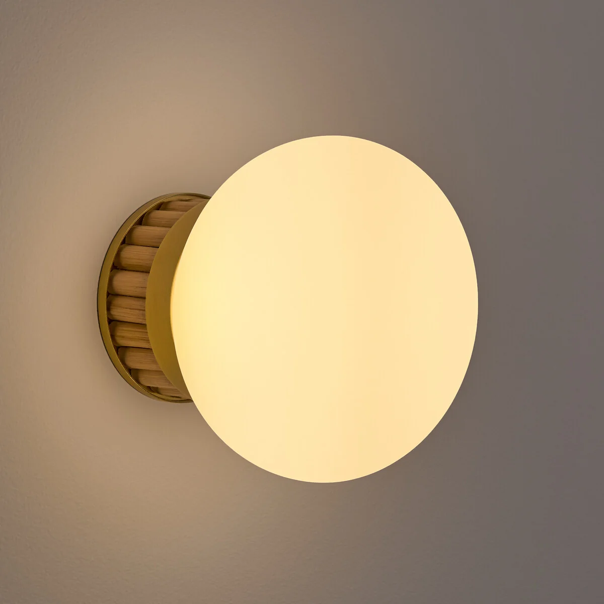 Dolce Wall Or Ceiling Light in Brass, Bamboo and Opaline Glass – image 3