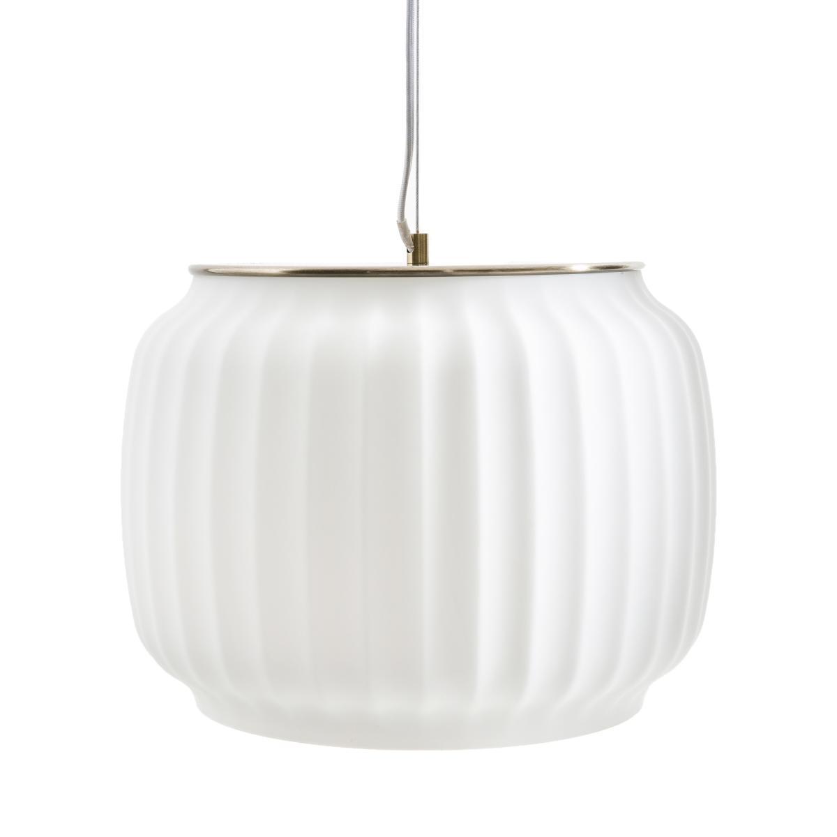 Canelé Wide Ceiling Pendant Light in Opaline Glass & Brass Metal – image 3