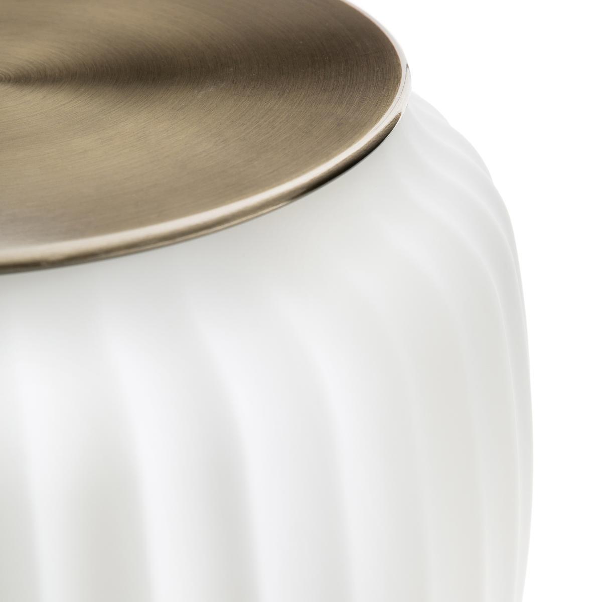 Canelé Wide Ceiling Pendant Light in Opaline Glass & Brass Metal – image 5