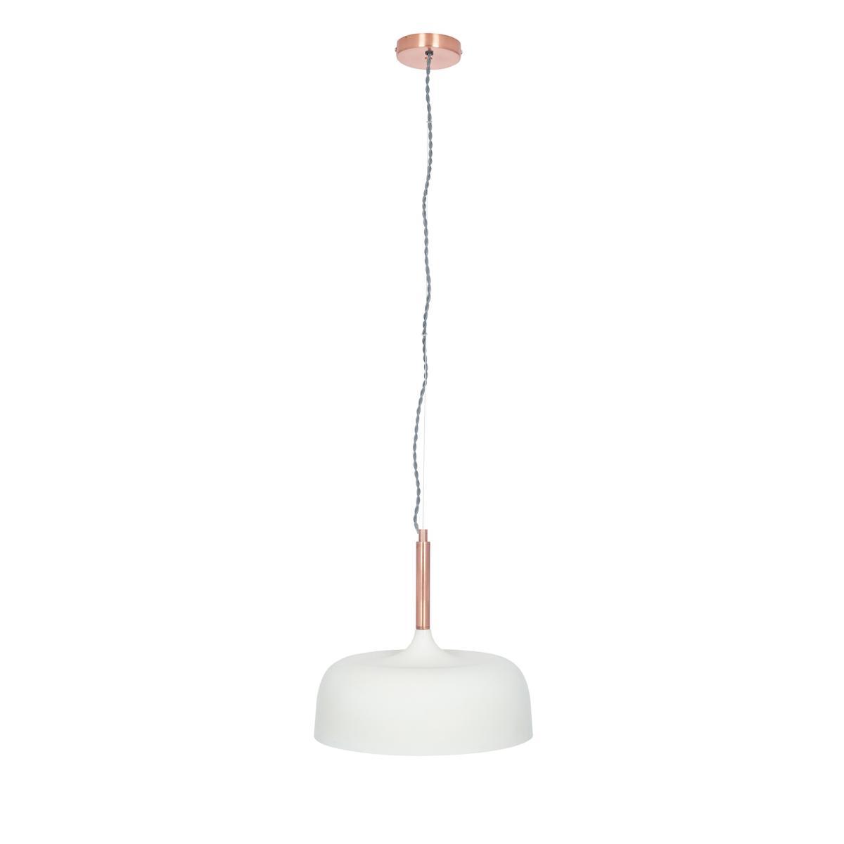 Matt Cream and Copper Accent Dome Pendant Ceiling Light – image 2