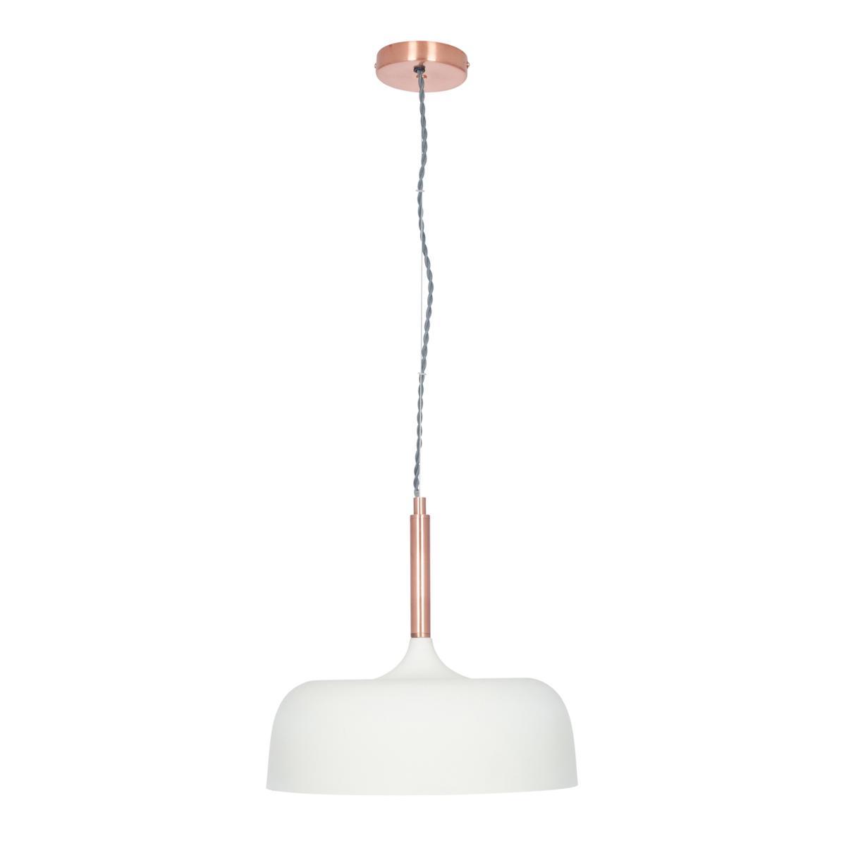 Matt Cream and Copper Accent Dome Pendant Ceiling Light – image 3