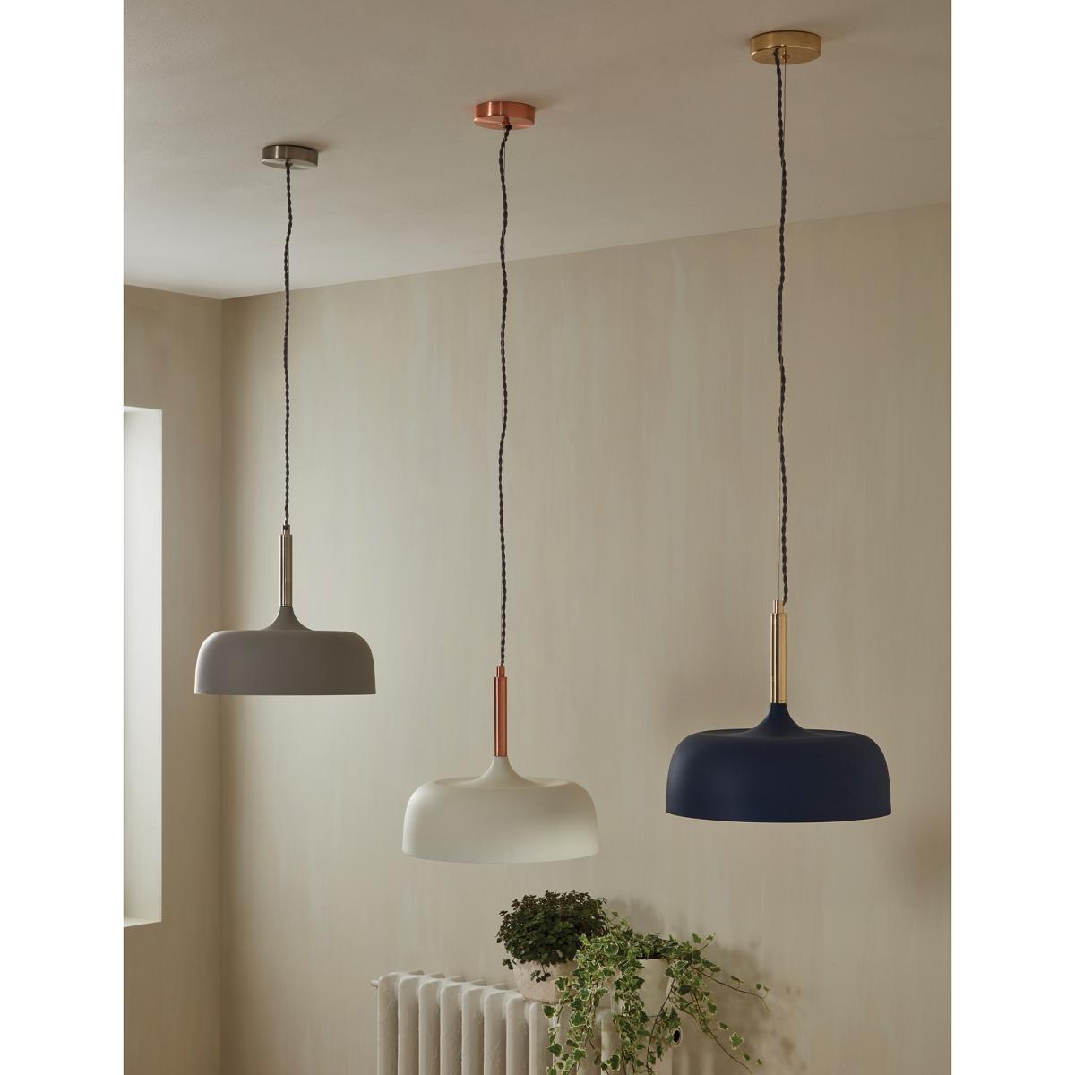 Matt Cream and Copper Accent Dome Pendant Ceiling Light – image 4