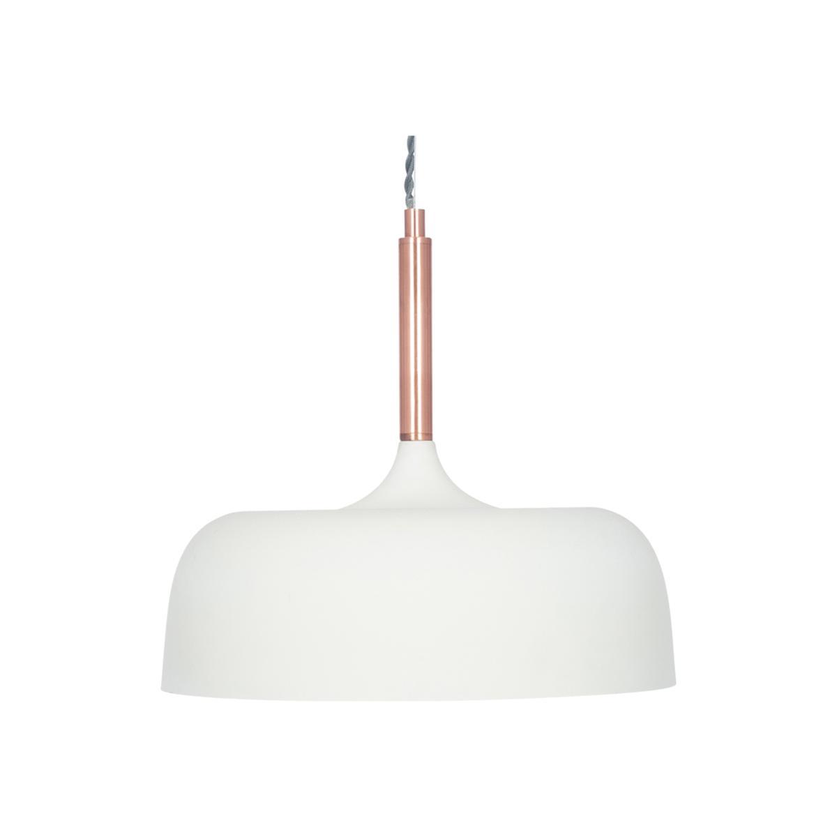 Matt Cream and Copper Accent Dome Pendant Ceiling Light – image 1