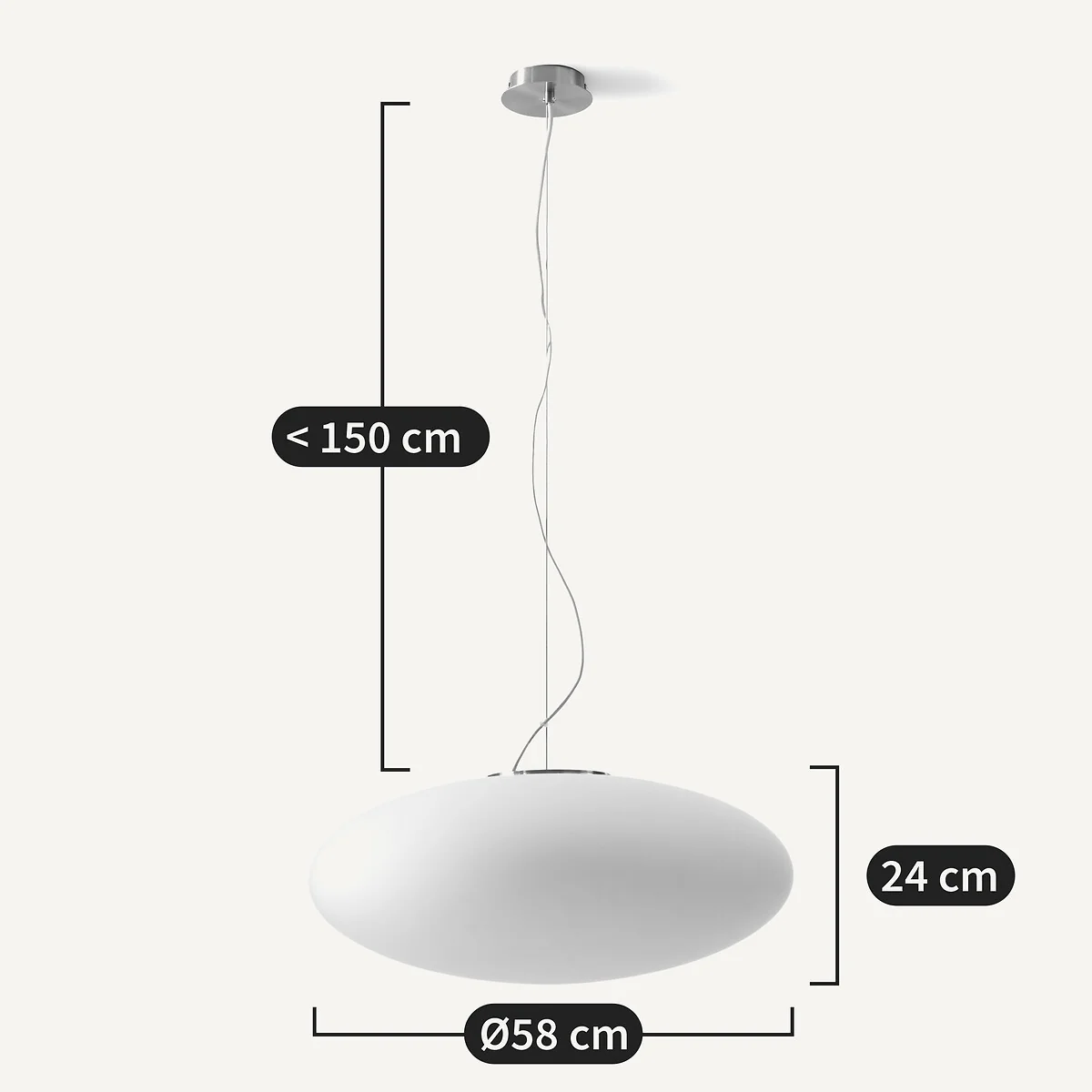 Raeyes Oval Frosted Glass Ceiling Light – image 7