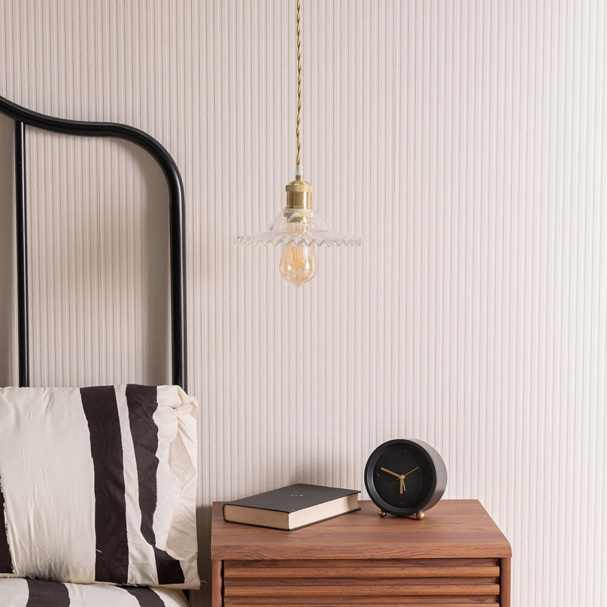 Brushed Gold Pendant Light with Clear Frilled Glass Shade – image 2