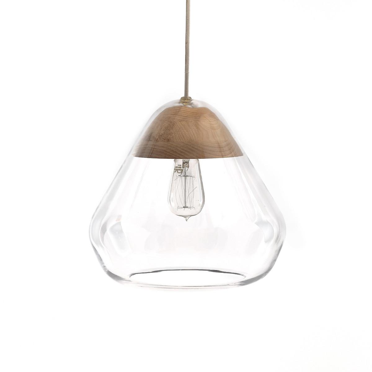 Nasoa 30cm Diameter Glass & Wood Ceiling Light – image 2