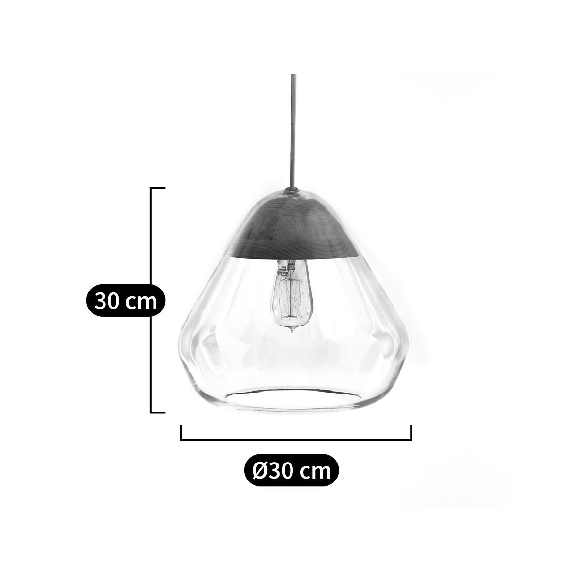 Nasoa 30cm Diameter Glass & Wood Ceiling Light – image 4