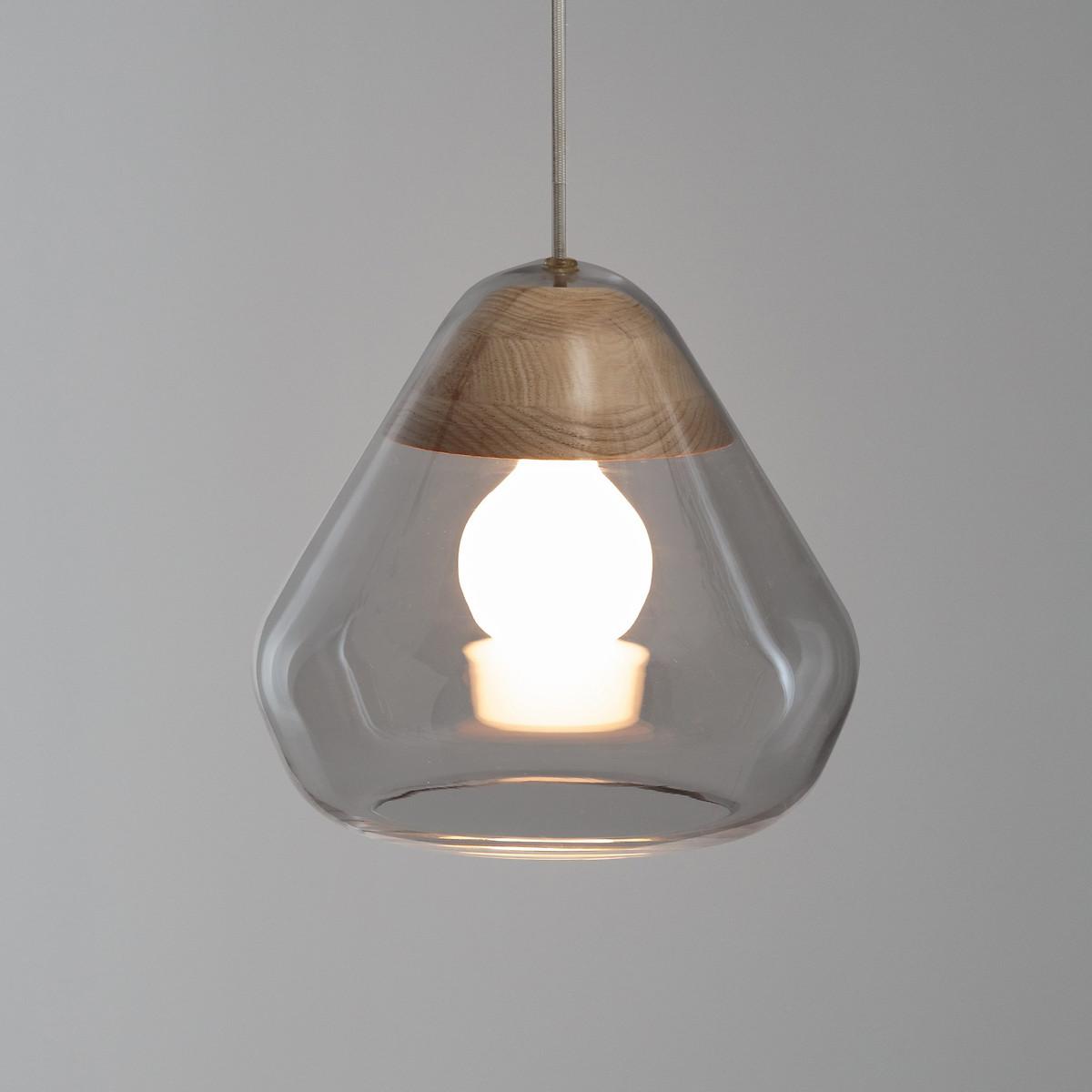 Nasoa 30cm Diameter Glass & Wood Ceiling Light – image 1