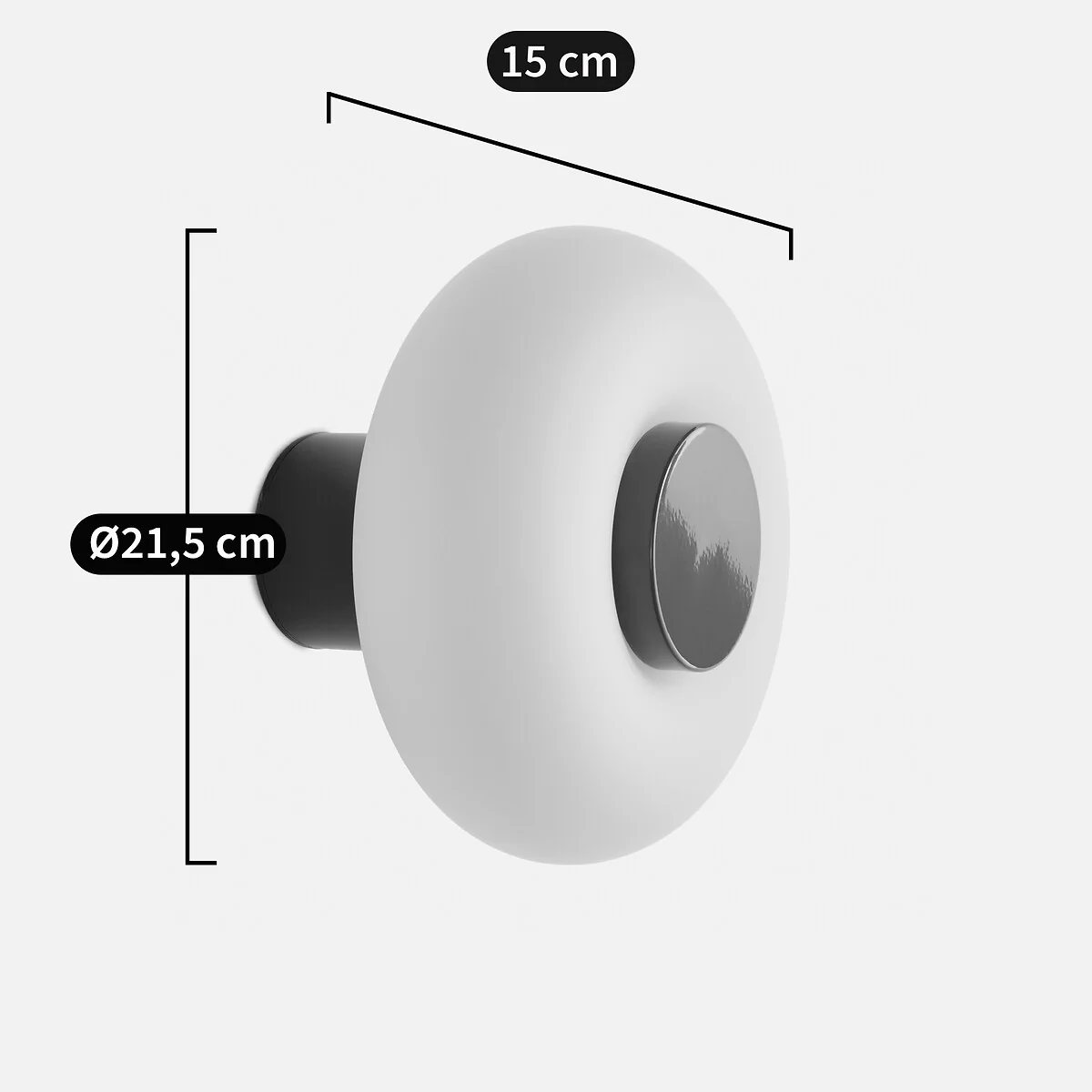 Omer Wall Or Ceiling Light in Iron and Opaline Glass, Diameter 21.5cm – image 8