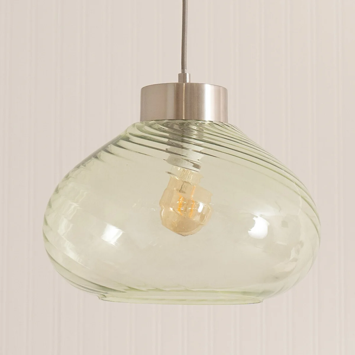 Courtney Brushed Metal Pendant Light with Spiral Glass Shade – image 3