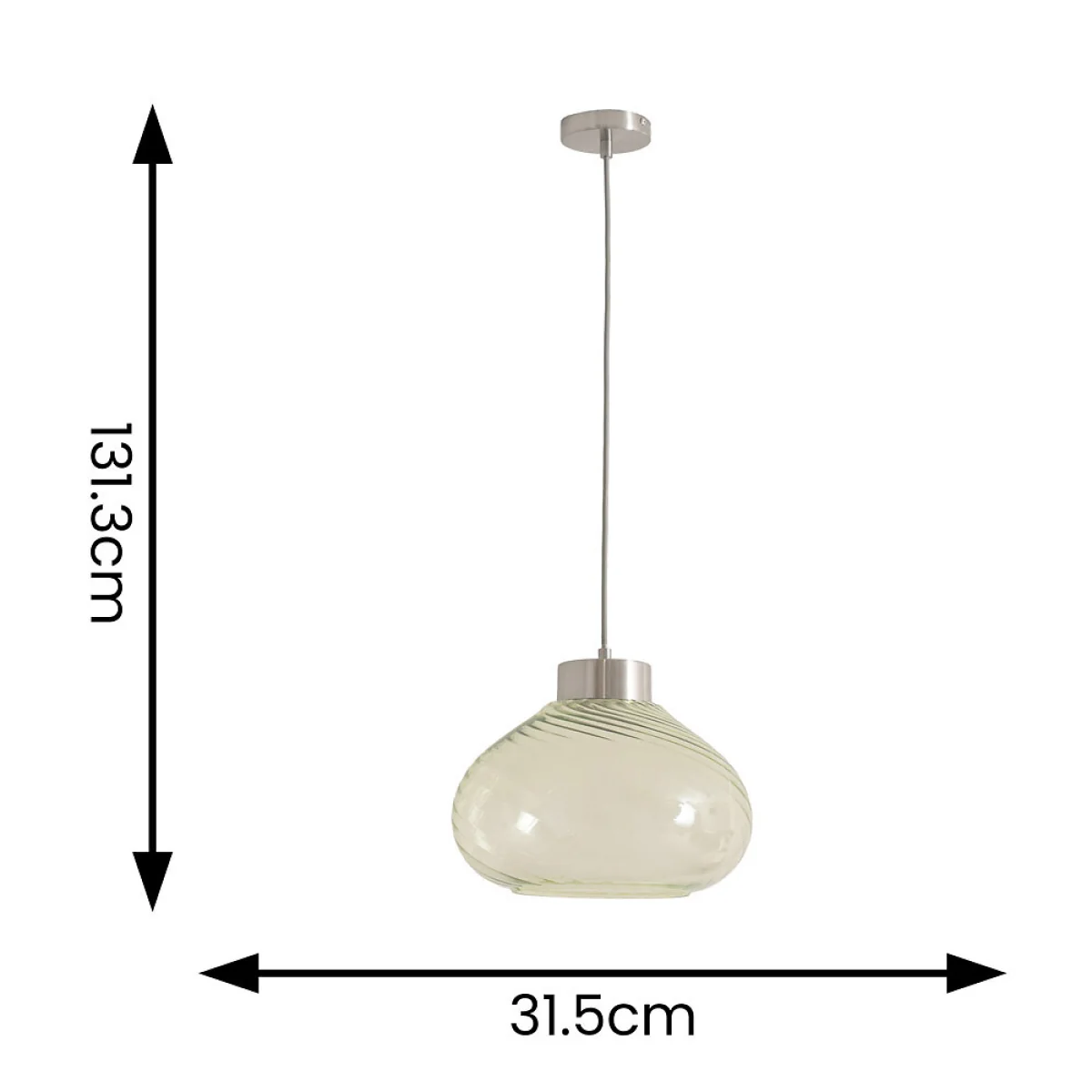 Courtney Brushed Metal Pendant Light with Spiral Glass Shade – image 6