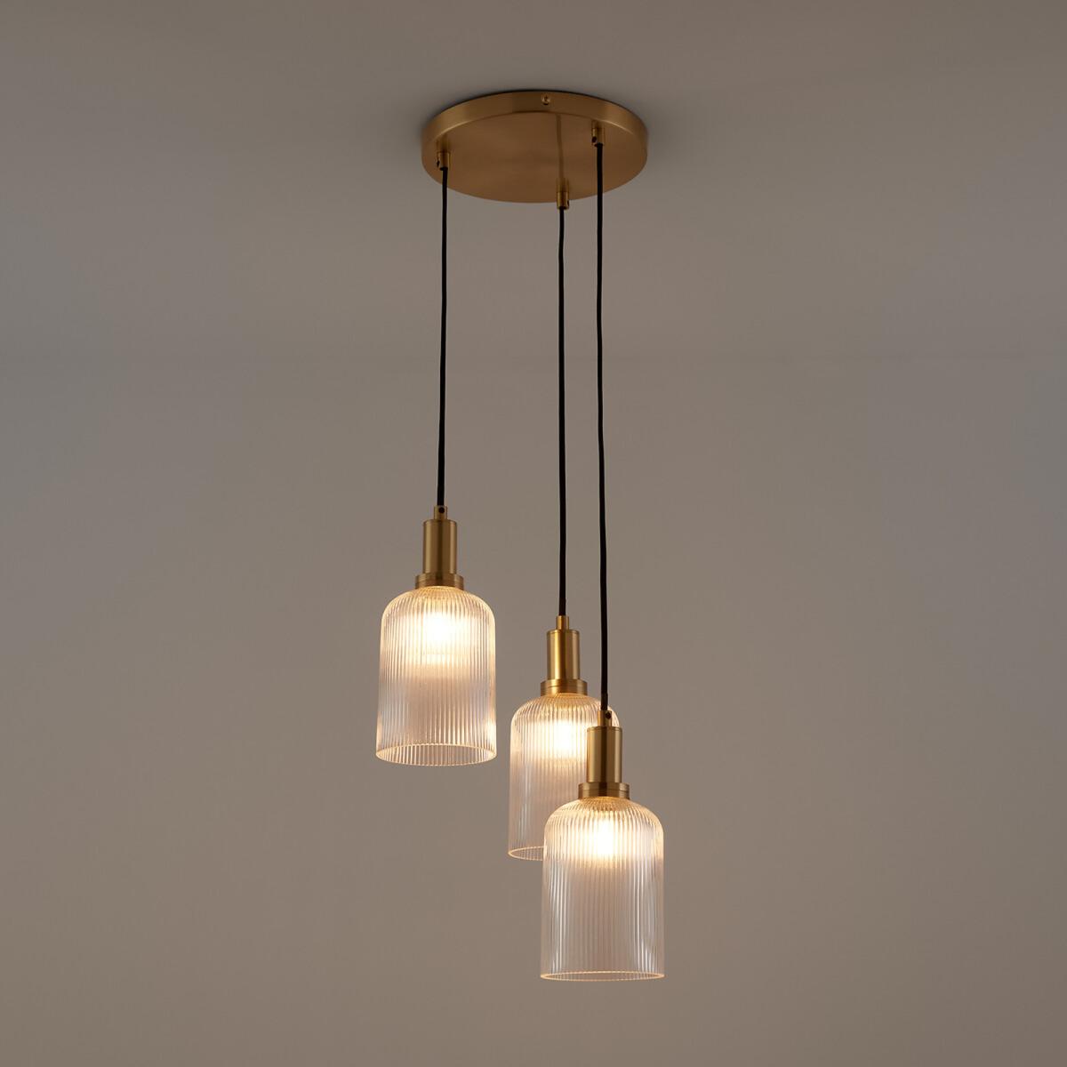 Bogota Brass and Striated Glass Cluster Ceiling Light – image 2