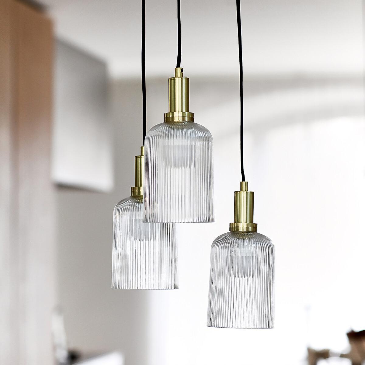 Bogota Brass and Striated Glass Cluster Ceiling Light – image 5