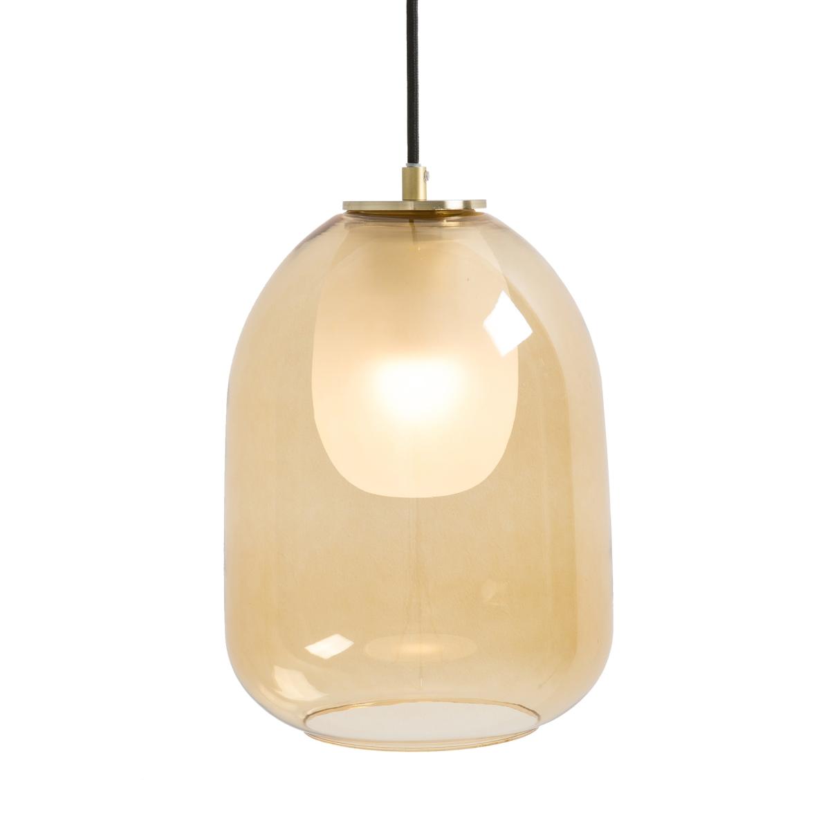 Bumble 20cm Diameter Amber Glass & Brass Ceiling Light – image 2