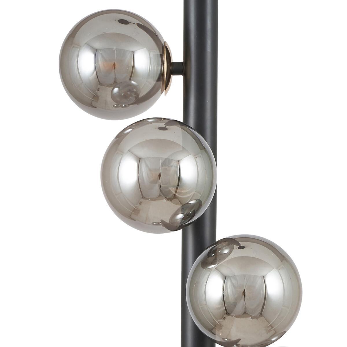 6 Smoke Glass Orb and Black Metal Pendant Light – image 3
