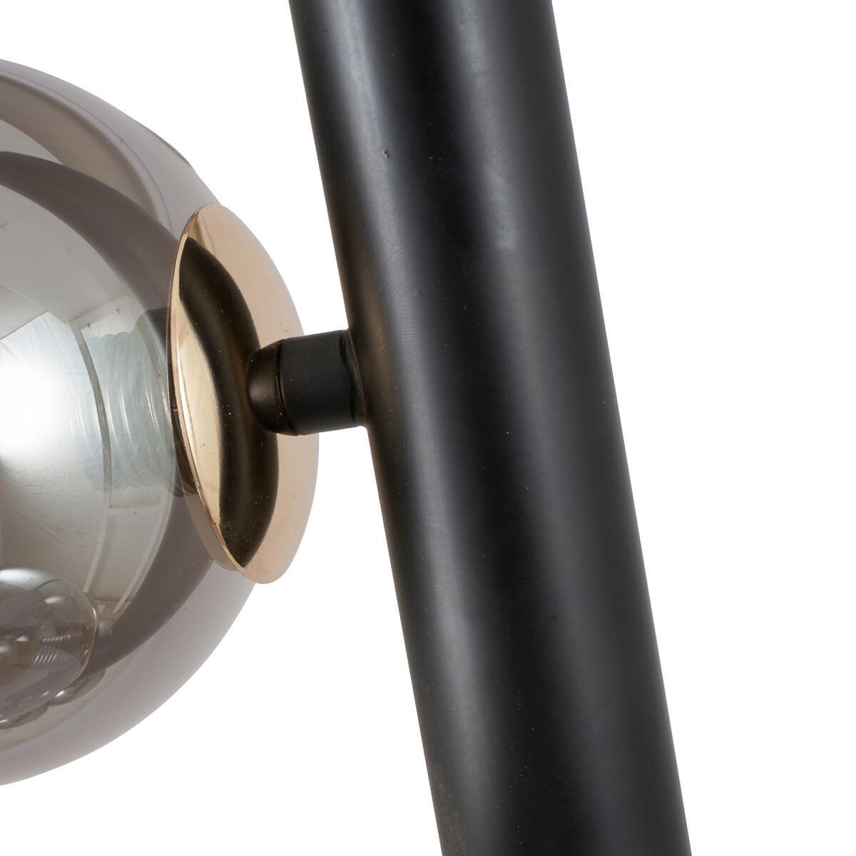6 Smoke Glass Orb and Black Metal Pendant Light – image 4