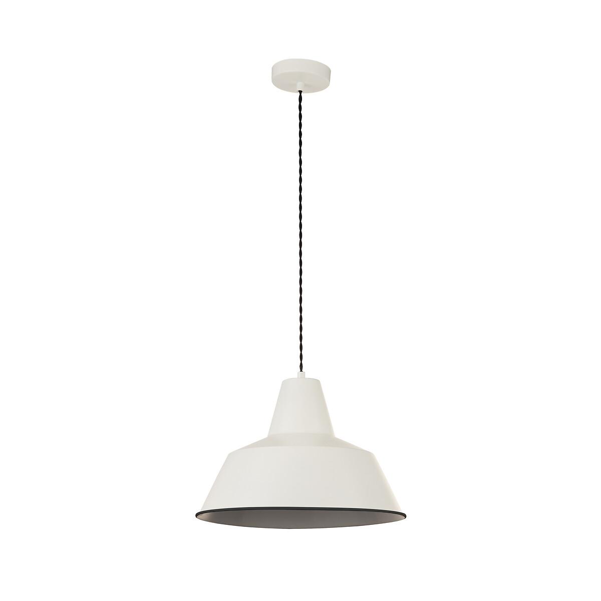 Cream Metal Ceiling Pendant Light with Braided Black Cable – image 2