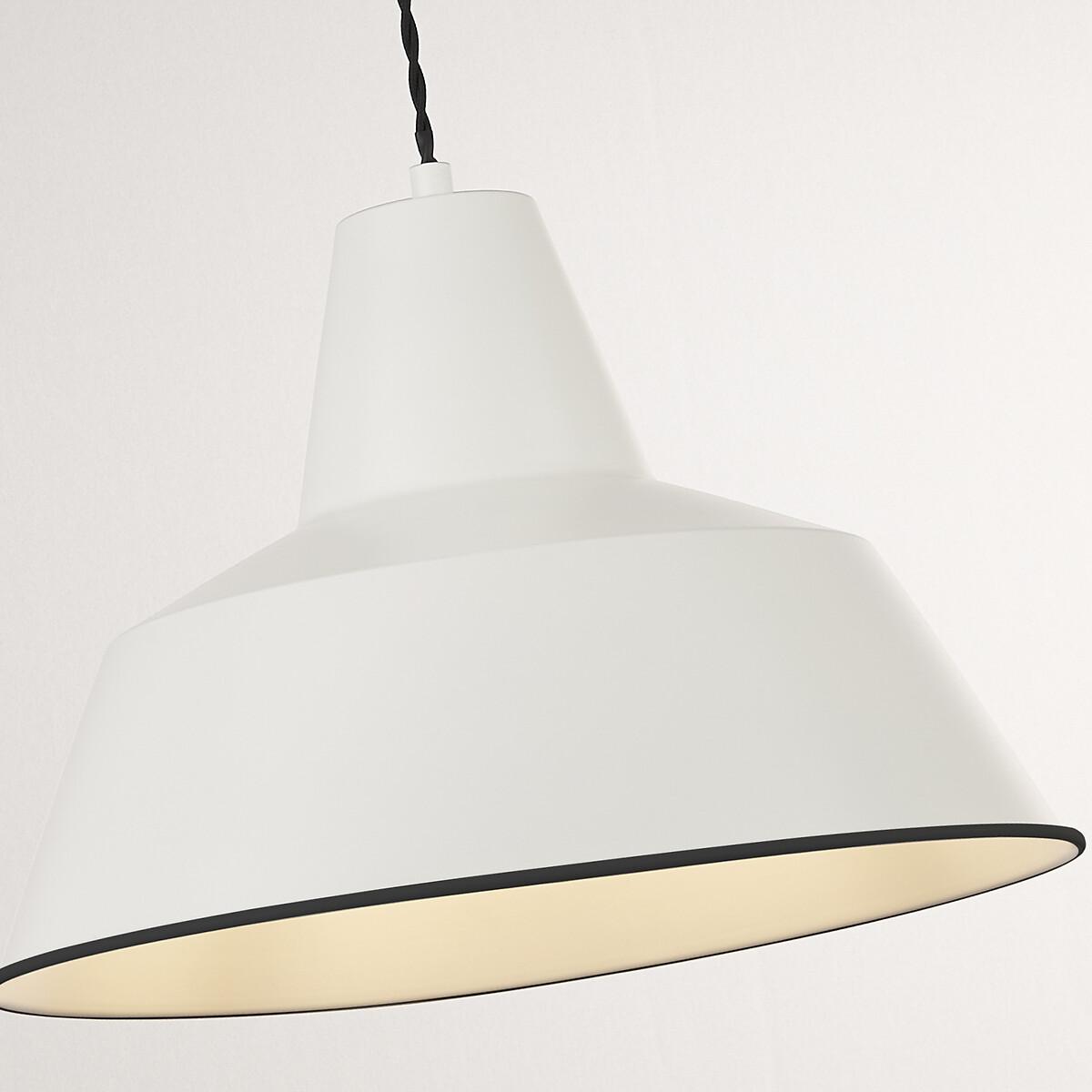 Cream Metal Ceiling Pendant Light with Braided Black Cable – image 3