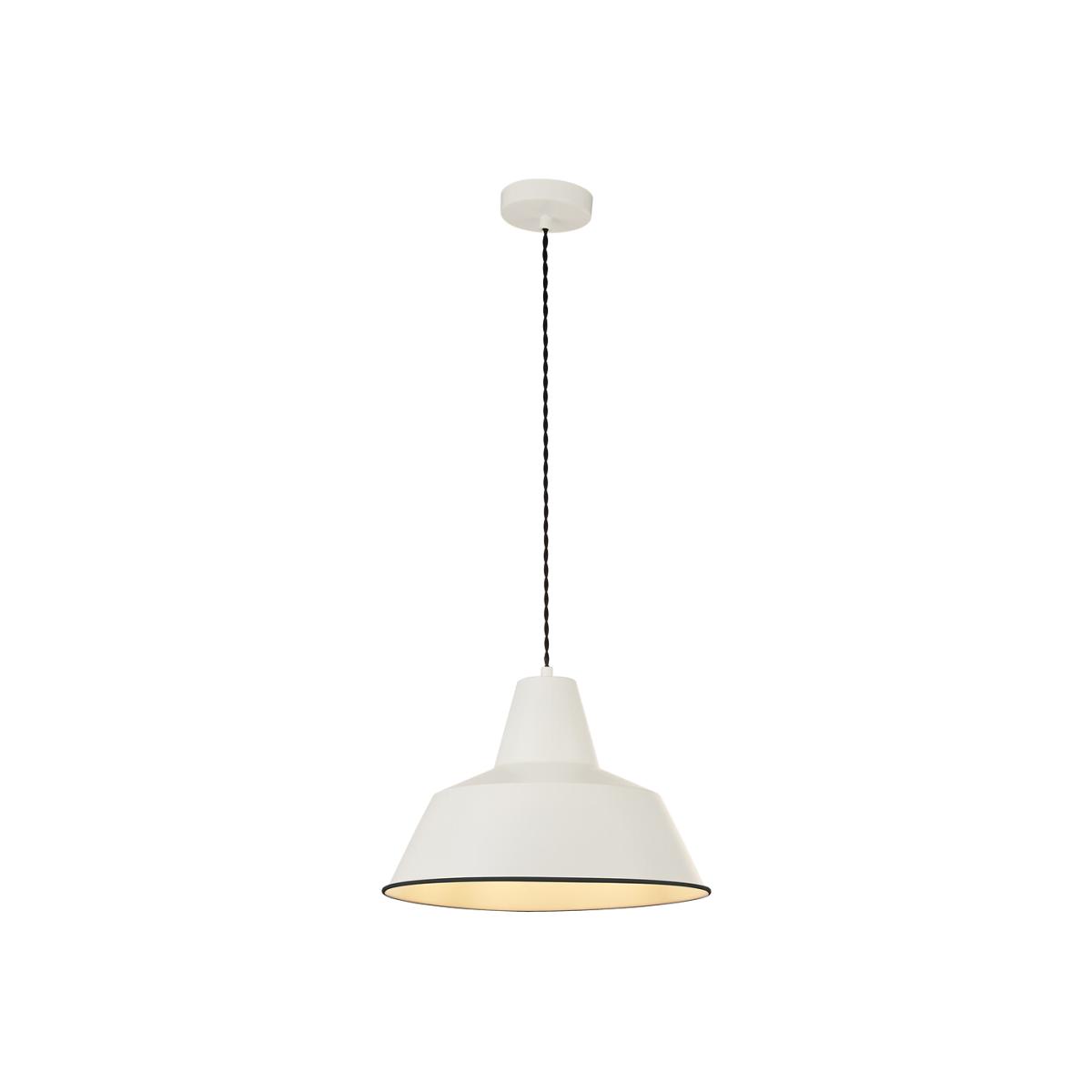 Cream Metal Ceiling Pendant Light with Braided Black Cable – image 1
