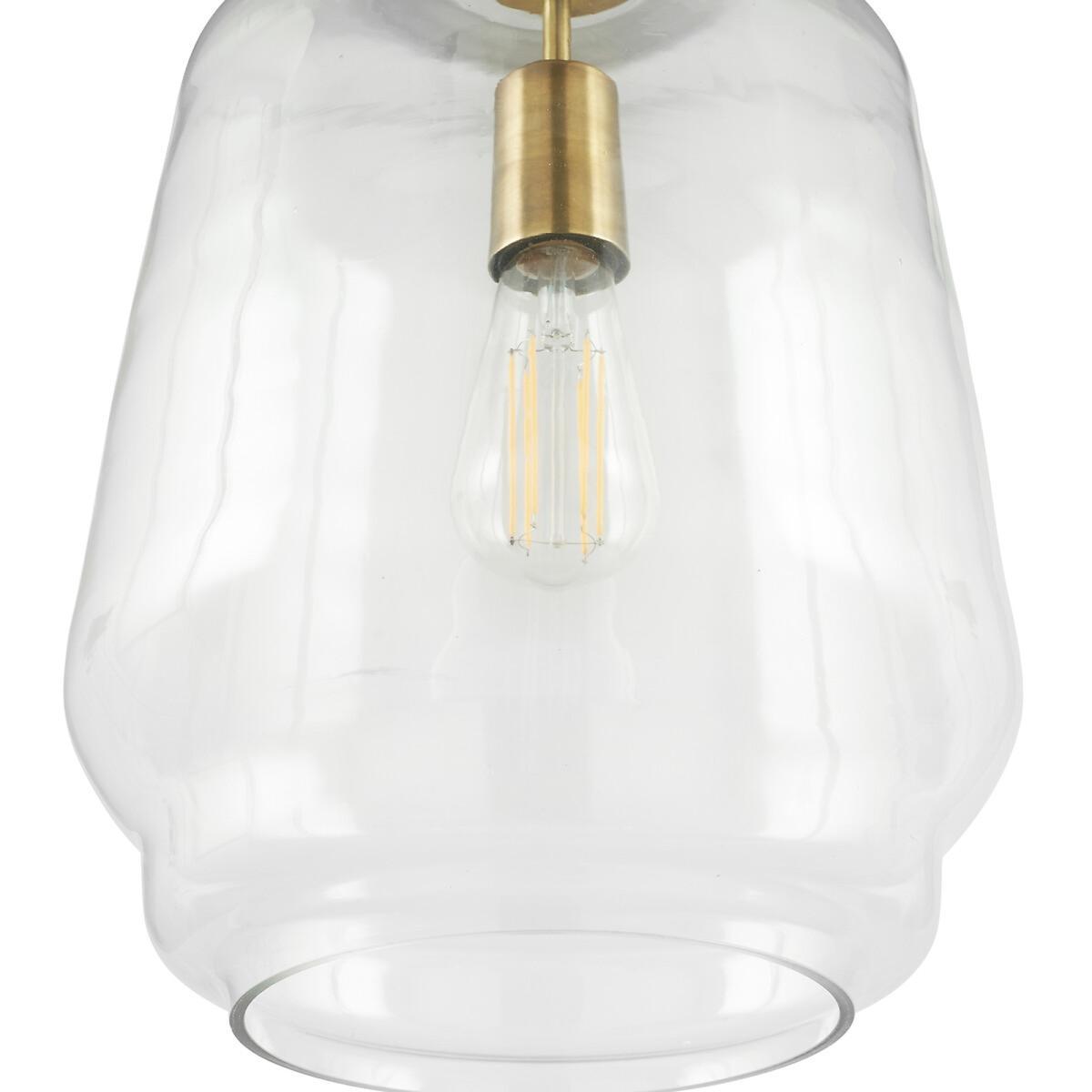 Clear Glass and Antique Brass 3 Chain Drop Pendant Light – image 2