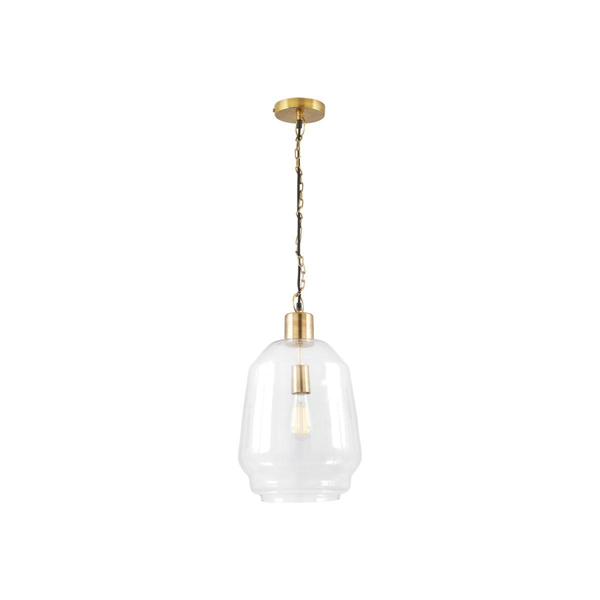 Clear Glass and Antique Brass 3 Chain Drop Pendant Light – image 1