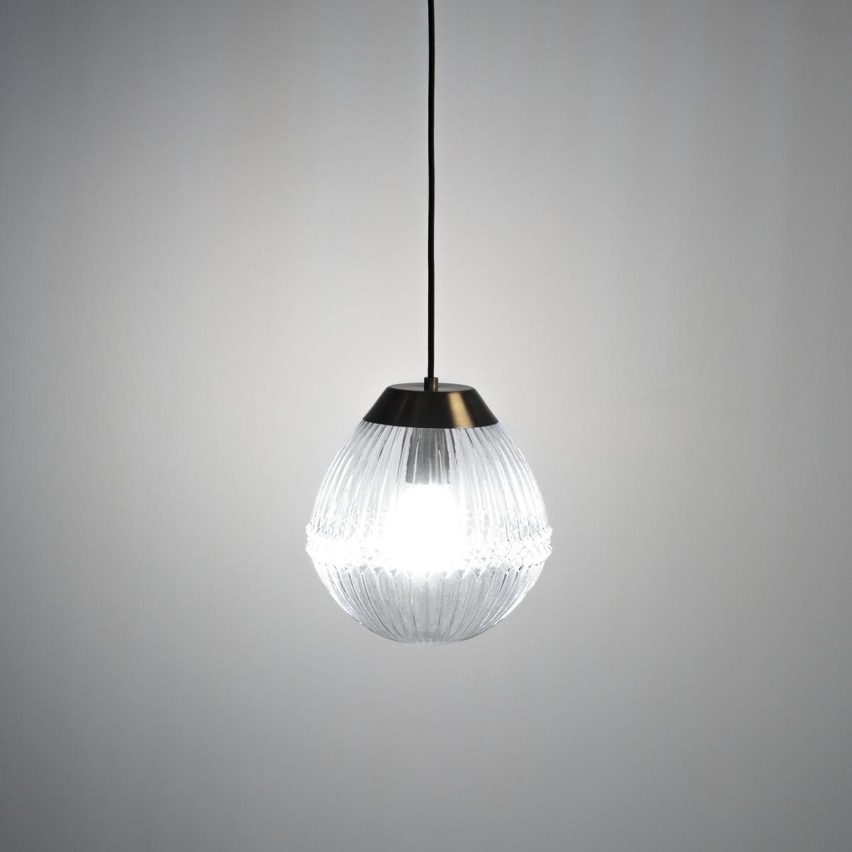 Ari 26cm Dimeter Brass and Textured Glass Ceiling Light – image 2