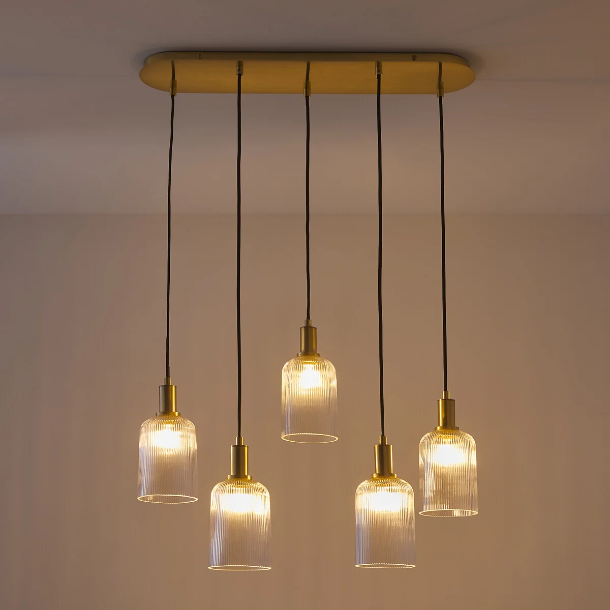 Bogota Brass and Striated Glass Cluster Ceiling Light – image 3