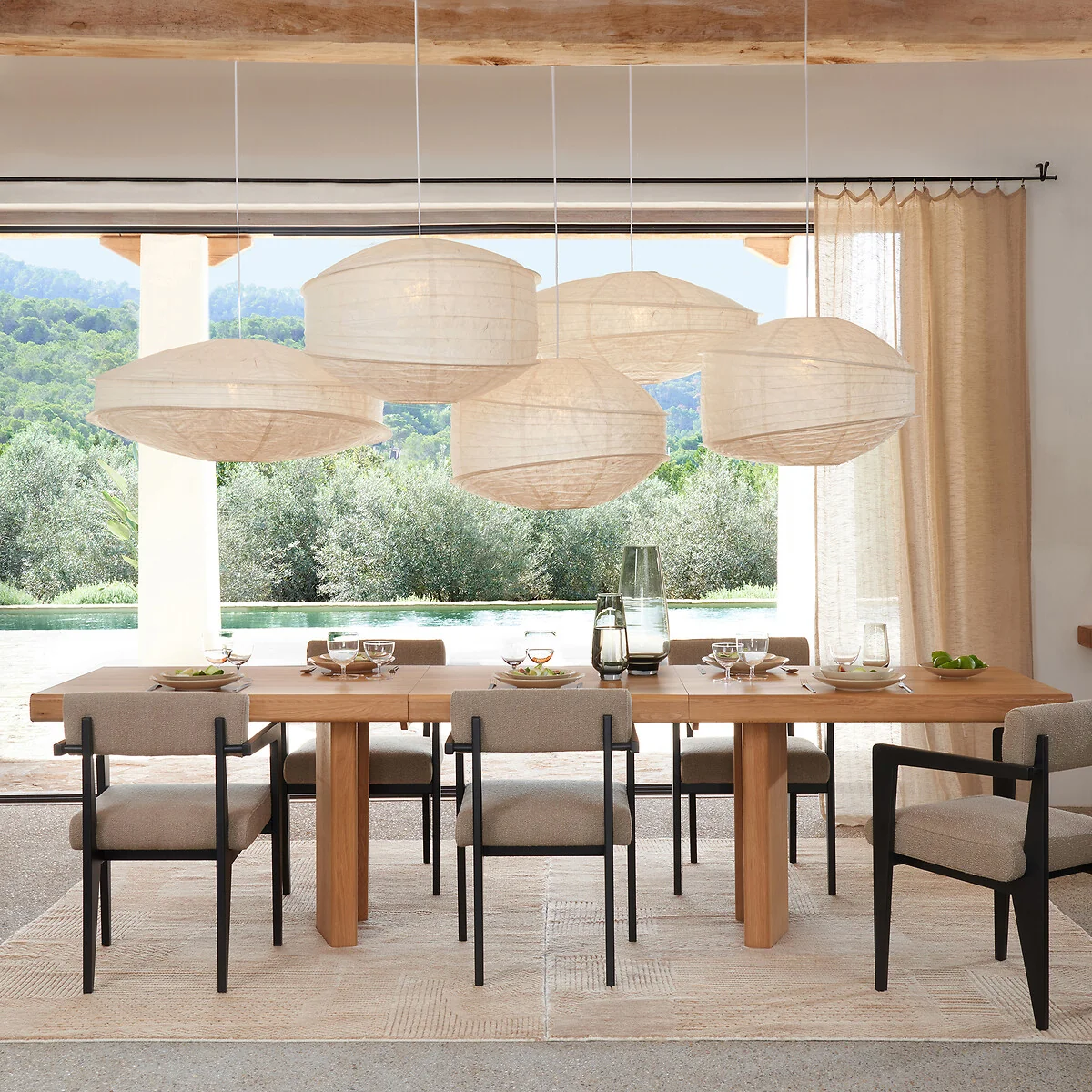 Nassah Pendant Light in Textured Paper, Diameter 91cm – image 2