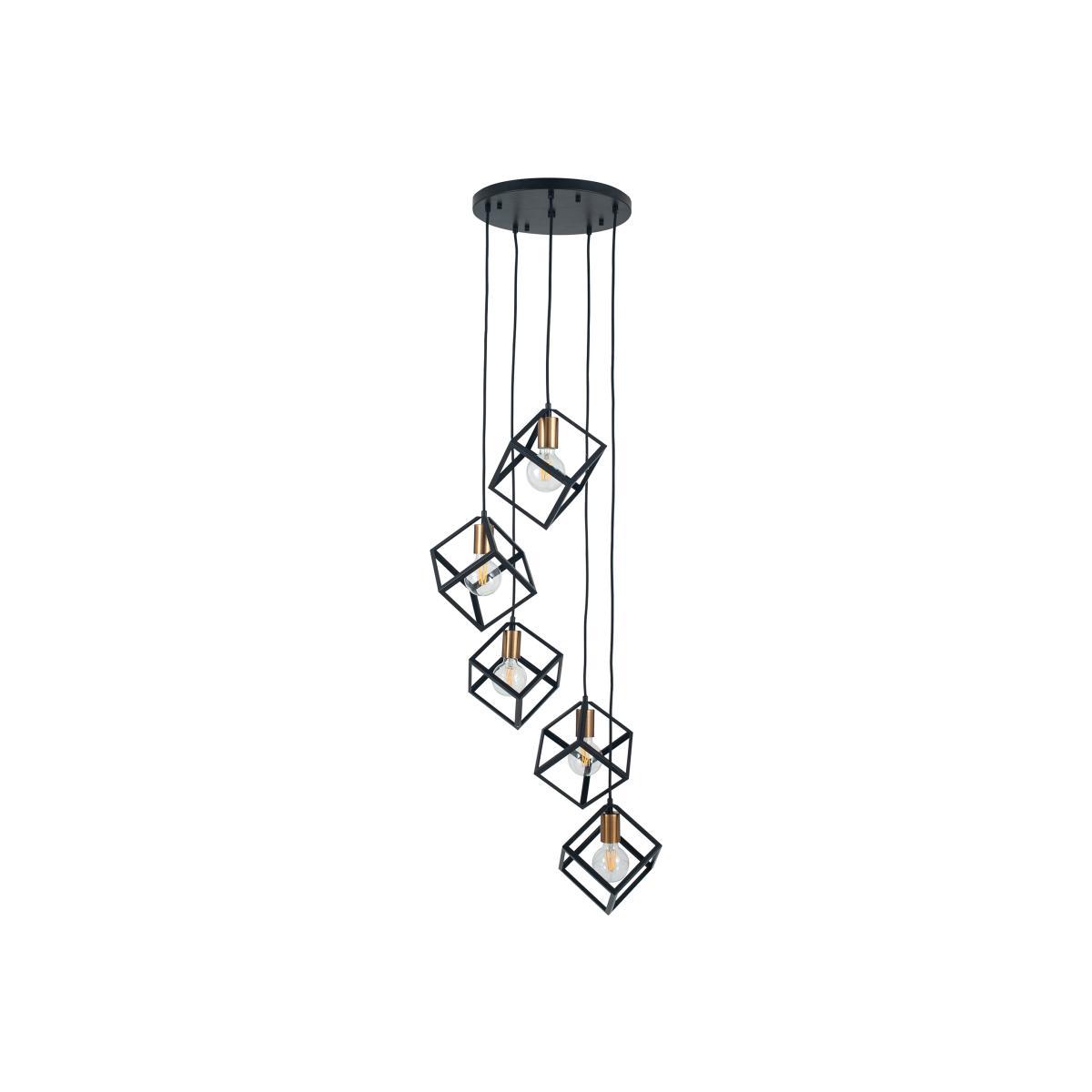 Matt Black Statement 5 Cube Hanging Pendant Ceiling Light